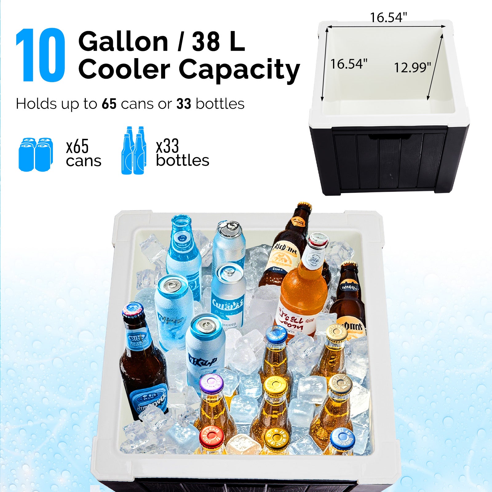 Haoyye 10 Gallon Ice Cooler Side Table with Handle, Portable Outdoor Ice Chest, Multifunctional Cocktail Table for Camping, Beach, Picnic, Poolside, Party, Durable Storage and Seating Solution for Backyard or Travel Use