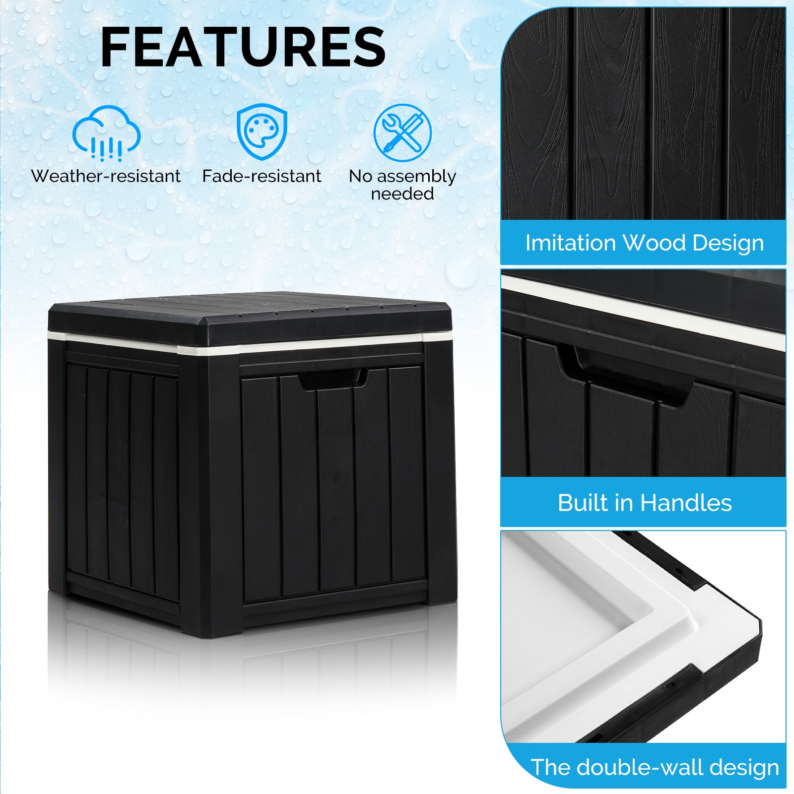 Haoyye 10 Gallon Ice Cooler Side Table with Handle, Portable Outdoor Ice Chest, Multifunctional Cocktail Table for Camping, Beach, Picnic, Poolside, Party, Durable Storage and Seating Solution for Backyard or Travel Use