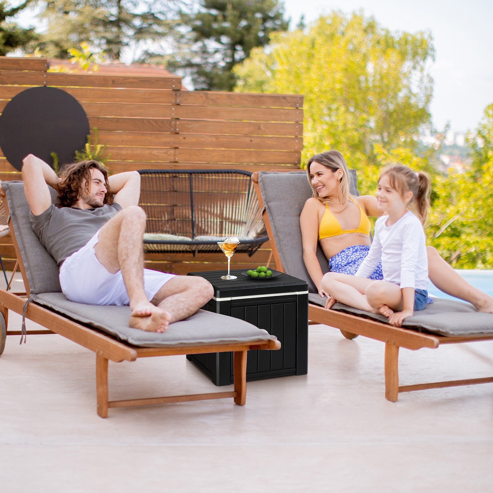 Haoyye 10 Gallon Ice Cooler Side Table with Handle, Portable Outdoor Ice Chest, Multifunctional Cocktail Table for Camping, Beach, Picnic, Poolside, Party, Durable Storage and Seating Solution for Backyard or Travel Use
