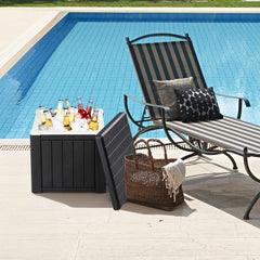 Haoyye 10 Gallon Ice Cooler Side Table with Handle, Portable Outdoor Ice Chest, Multifunctional Cocktail Table for Camping, Beach, Picnic, Poolside, Party, Durable Storage and Seating Solution for Backyard or Travel Use