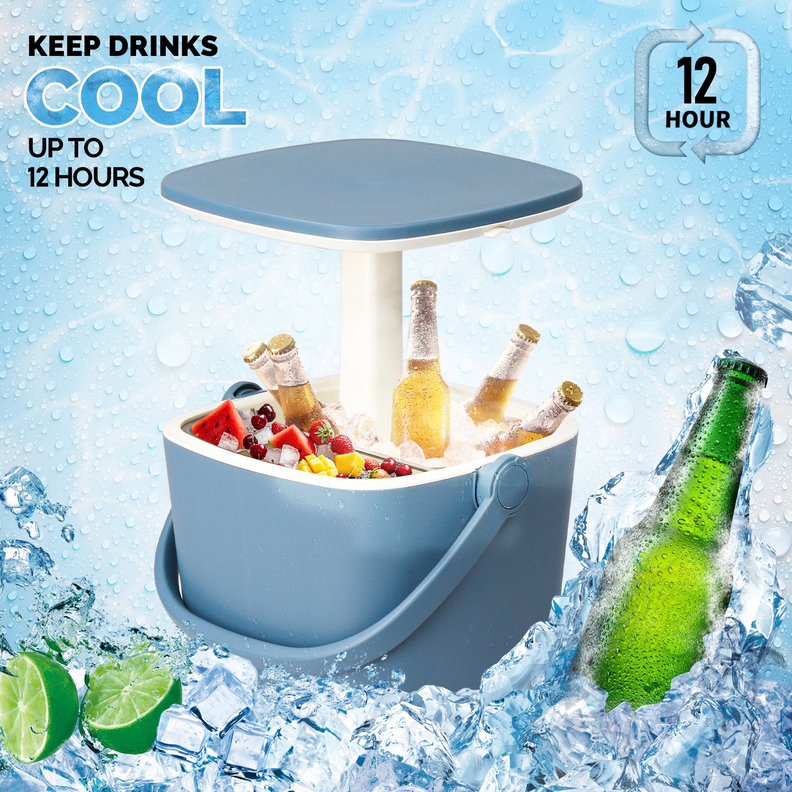 Haoyye Outdoor Cooler Table, Portable Patio Cooler Side Table With Handle, Built-in Bottle Opener, Lift Top Lid, All-Weather Resistant Ice Cool Bar, Ideal For Camping, Picnics, Beaches, Pools, Or Parties