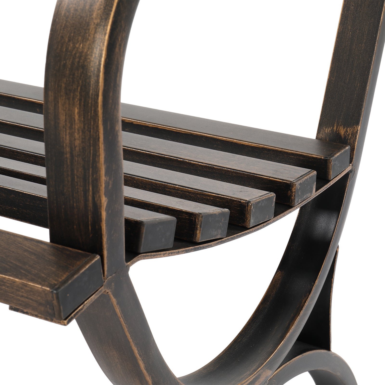 HAOYYE Butterfly Back Cross Feet Bronze Iron Bench, Sturdy Outdoor Seating, Ideal for Patios, Gardens, and Porches