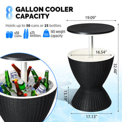 HAOYYE Outdoor Cooler Table, Height-Adjustable Patio Ice Bar With 8 Gallon Beer And Wine Storage, Weather-Resistant Cool Bar For Deck And Pool Parties, Black