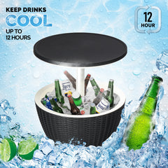 HAOYYE Outdoor Cooler Table, Height-Adjustable Patio Ice Bar With 8 Gallon Beer And Wine Storage, Weather-Resistant Cool Bar For Deck And Pool Parties, Black