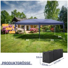 HAOYYE 10x20ft Blue Waterproof Folding Tent with Adjustable Height and Carry Bag, Heavy Duty Portable Pop-Up Canopy for Outdoor Patio Camping Market Events Backyard Use