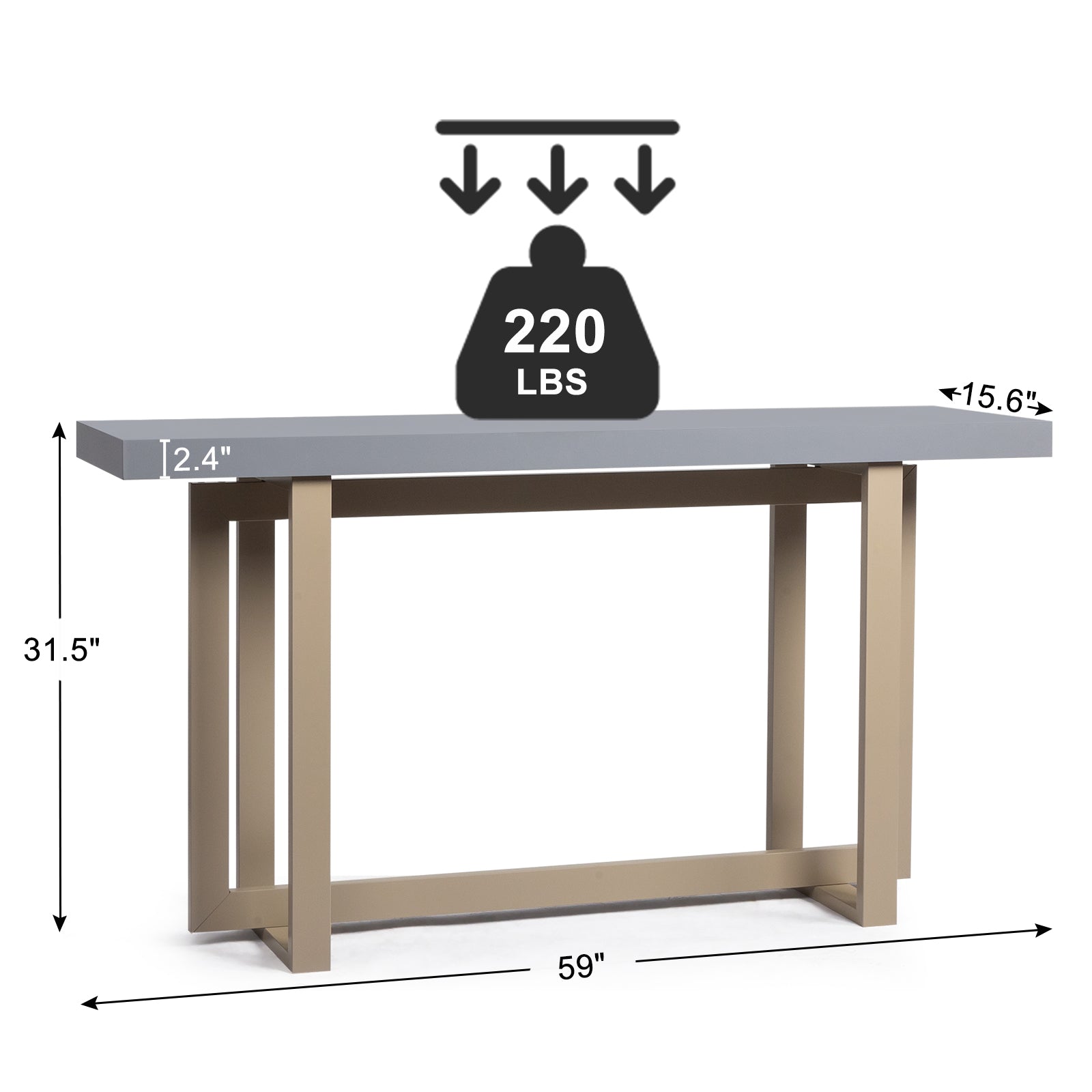 HAOYYE Modern Wood Console Table, Long Entryway Table for Hallway, Living Room, Foyer, and Bedroom, Sleek and Sturdy Sofa Table with Storage Space, Gray, Stylish Accent Furniture for Home Decor