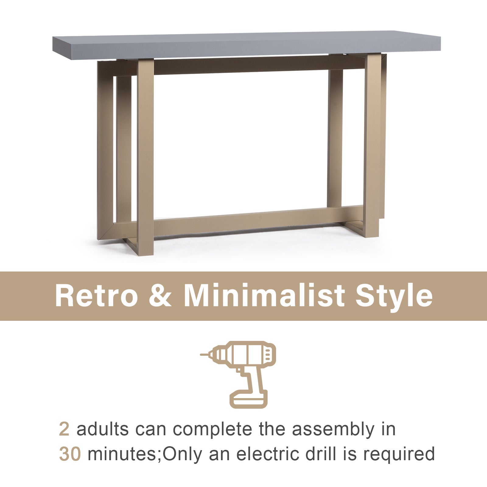 HAOYYE Modern Wood Console Table, Long Entryway Table for Hallway, Living Room, Foyer, and Bedroom, Sleek and Sturdy Sofa Table with Storage Space, Gray, Stylish Accent Furniture for Home Decor