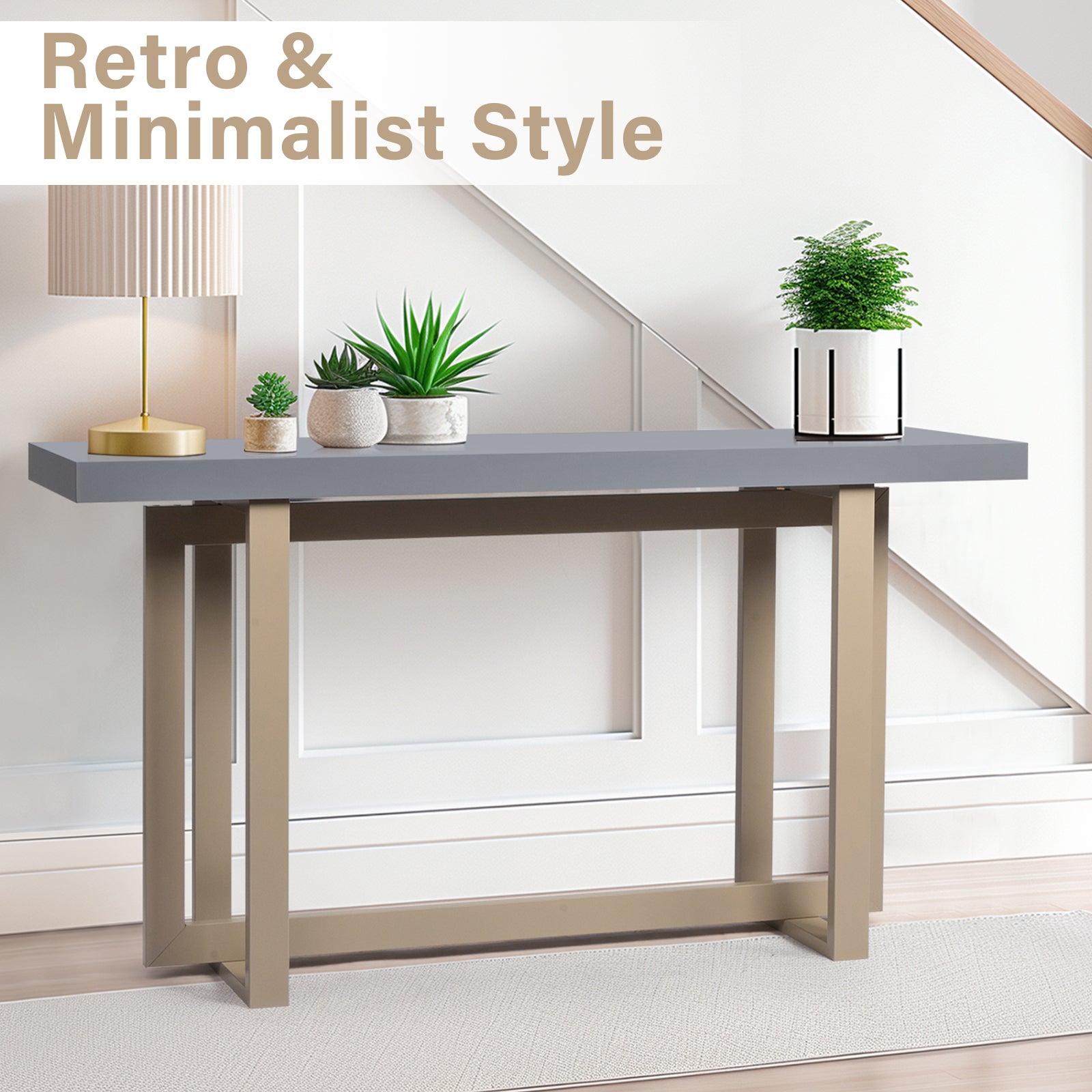 HAOYYE Modern Wood Console Table, Long Entryway Table for Hallway, Living Room, Foyer, and Bedroom, Sleek and Sturdy Sofa Table with Storage Space, Gray, Stylish Accent Furniture for Home Decor