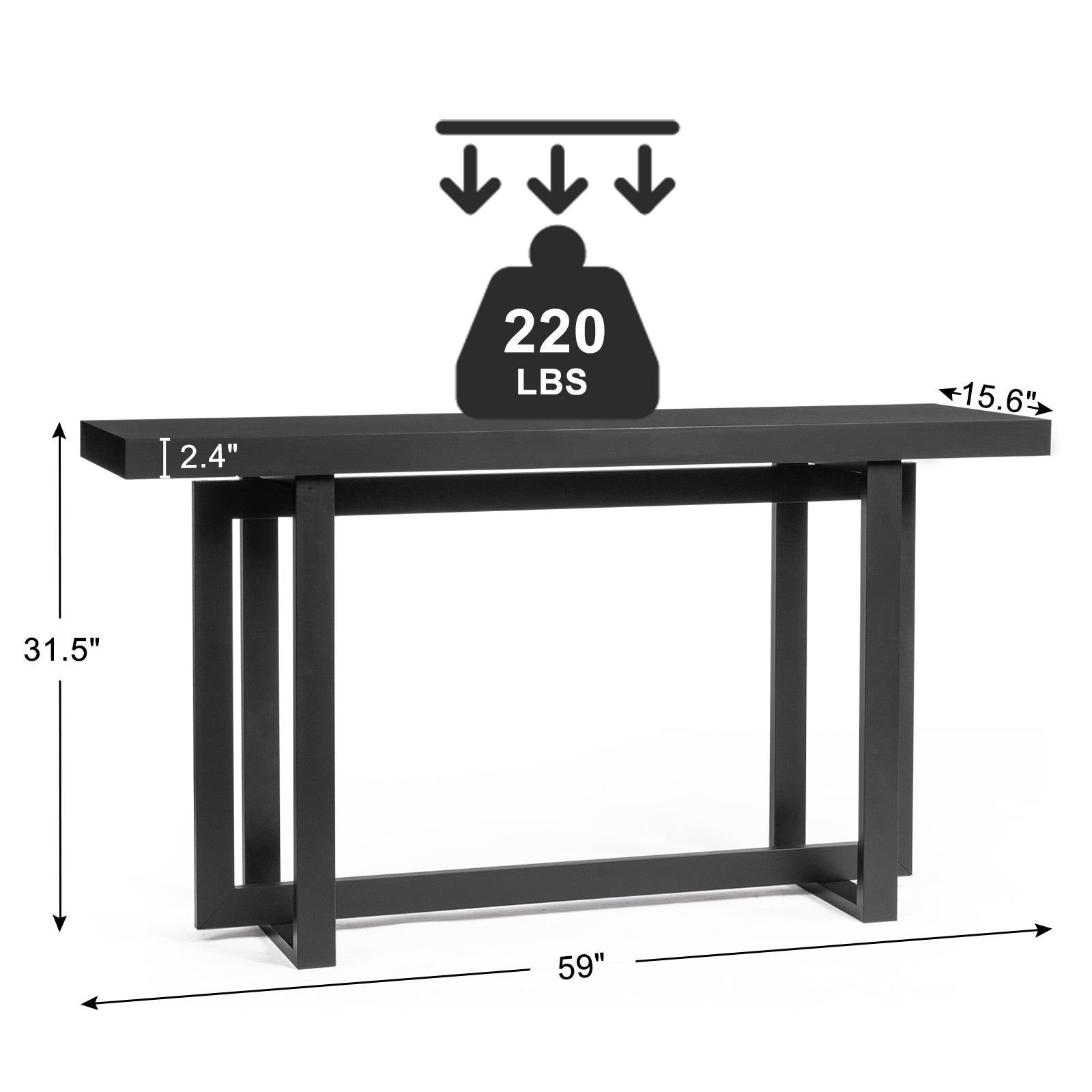 HAOYYE Modern Wood Console Table, Long Entryway Table for Hallway, Living Room, Foyer, and Bedroom, Sleek and Sturdy Sofa Table with Storage Space, Black, Stylish Accent Furniture for Home Decor