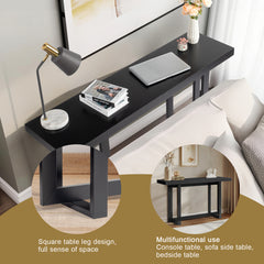 HAOYYE Modern Wood Console Table, Long Entryway Table for Hallway, Living Room, Foyer, and Bedroom, Sleek and Sturdy Sofa Table with Storage Space, Black, Stylish Accent Furniture for Home Decor