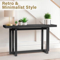 HAOYYE Modern Wood Console Table, Long Entryway Table for Hallway, Living Room, Foyer, and Bedroom, Sleek and Sturdy Sofa Table with Storage Space, Black, Stylish Accent Furniture for Home Decor