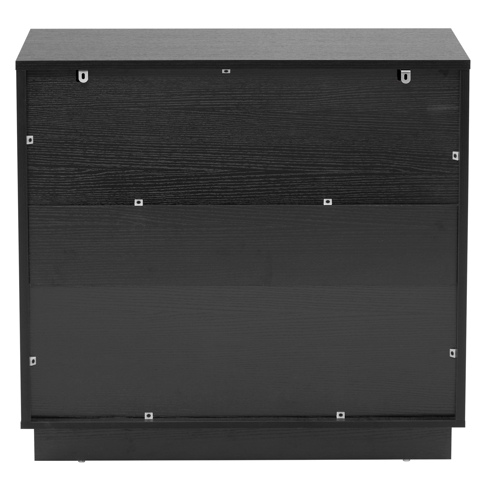 HAOYYE Black 4-Drawer Nightstand, P2 Particle Board & Density Board Bedside Cabinet with Wavy Pattern Drawer Fronts, Modern 3-Tier Storage Dresser for Bedroom & Living Room, Space-Saving Nightstand with Sturdy Construction