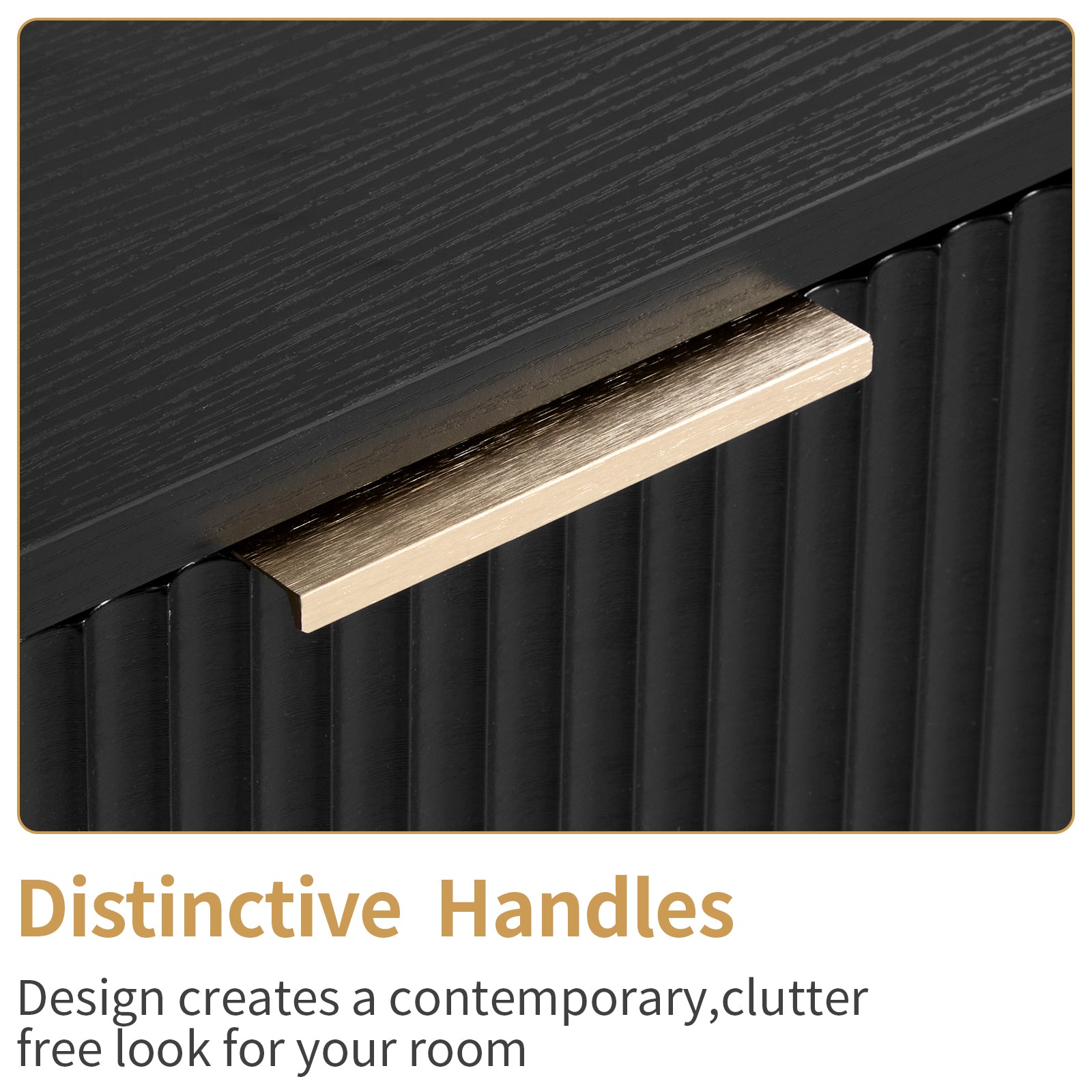 HAOYYE Black 2-Drawer Nightstand, P2 Density Board Bedside Cabinet with Wavy Pattern Drawer Fronts, Modern Storage End Table for Bedroom & Living Room, Space-Saving Nightstand with Sturdy Construction
