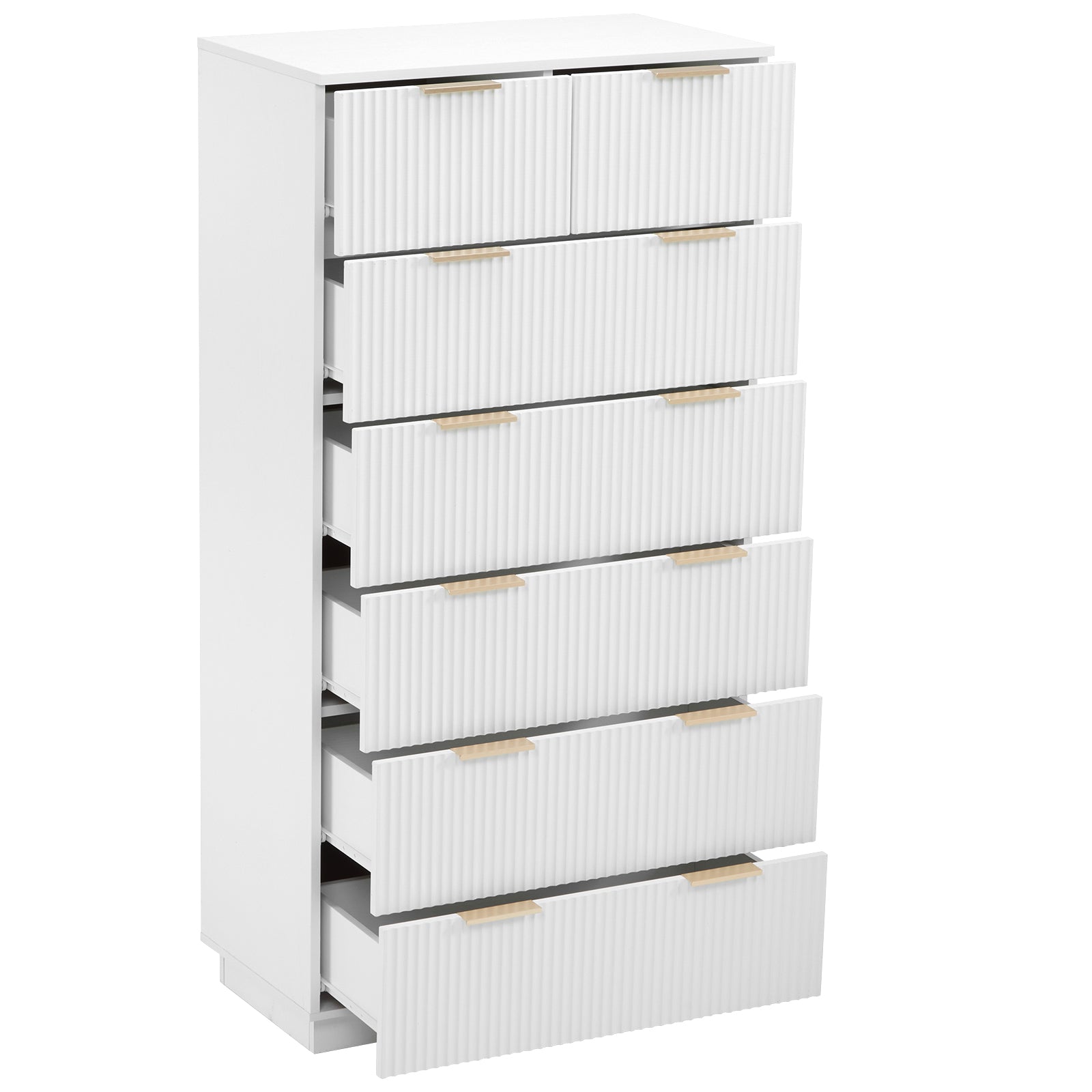 HAOYYE FCH White Seven-Drawer Cabinet, P2 Particle Board and Density Board Construction, Wavy Pattern Drawer Front, Six-Level Storage Solution for Bedroom, Closet, and Home Organization, Durable and Stylish Storage Cabinet
