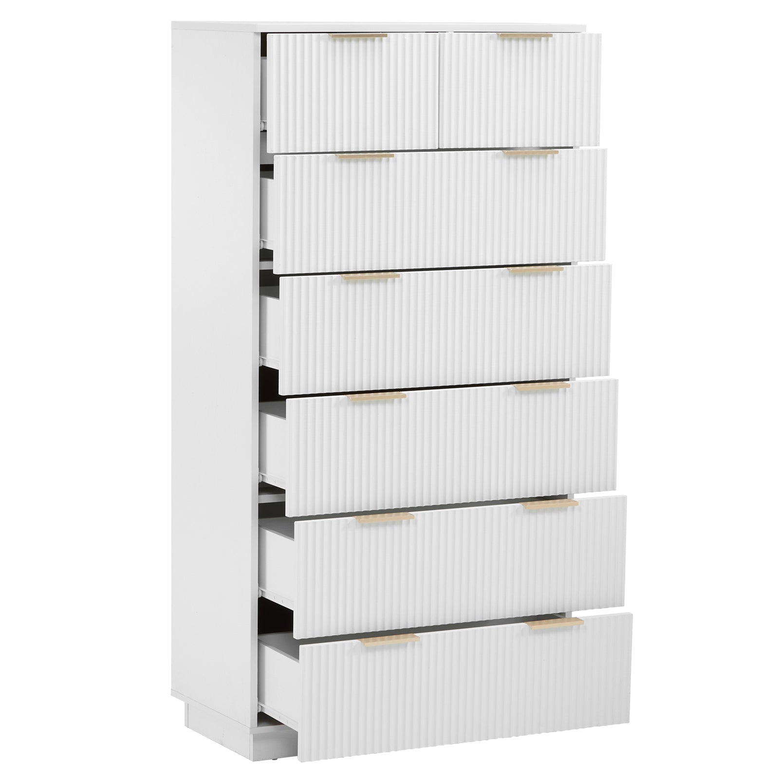 HAOYYE FCH White Seven-Drawer Cabinet, P2 Particle Board and Density Board Construction, Wavy Pattern Drawer Front, Six-Level Storage Solution for Bedroom, Closet, and Home Organization, Durable and Stylish Storage Cabinet