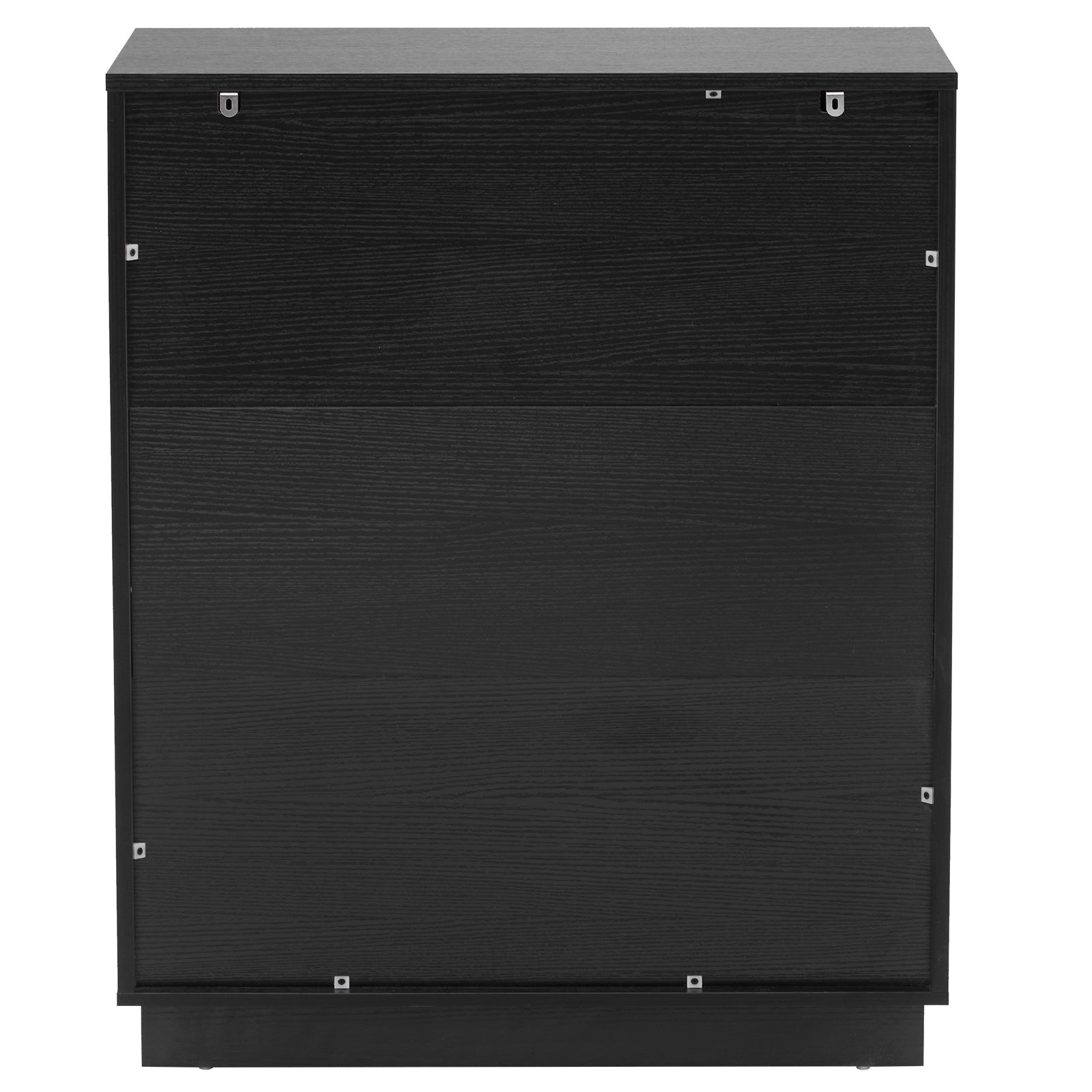 HAOYYE FCH Black 5-Drawer Storage Cabinet, 72cm Wide Chest of Drawers with Wavy Pattern Fronts, P2 Particle Board & Density Board Dresser, Modern 4-Tier Organizer for Bedroom, Living Room, or Office, Space-Saving Storage Unit