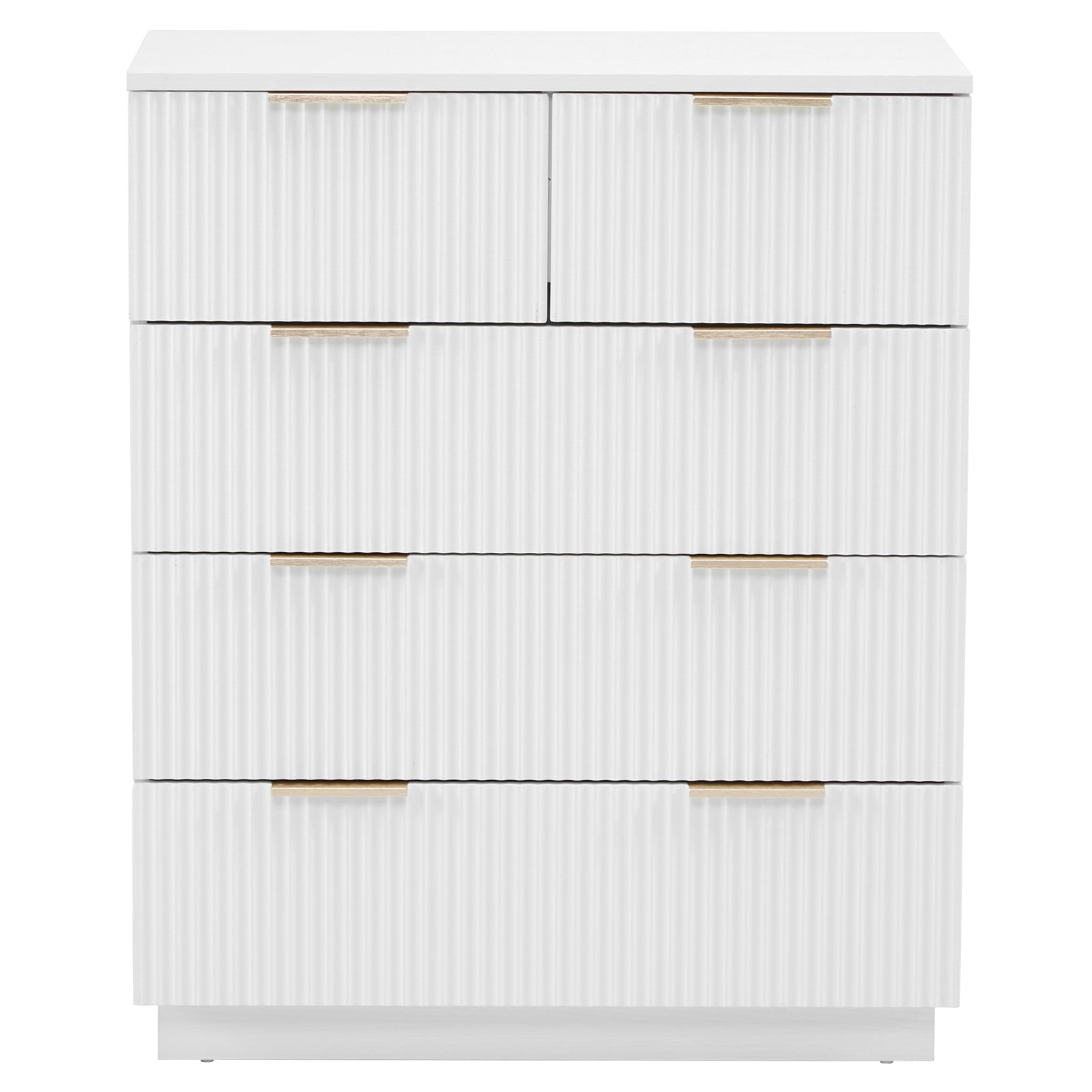 HAOYYE FCH White 5-Drawer Storage Cabinet, P2 Particle Board & Density Board Dresser with Wavy Pattern Drawer Fronts, Modern 4-Tier Chest of Drawers for Bedroom, Living Room, Home Office, Stylish & Space-Saving