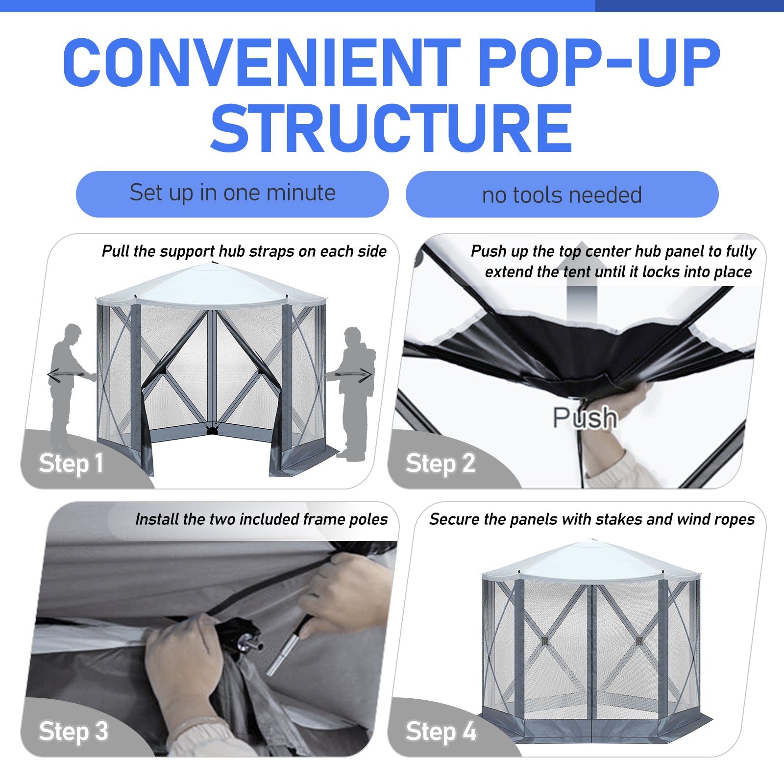 Haoyye Outdoor Pop-Up Camping Canopy, Lightweight and Portable, UV & Waterproof, with Mesh Sidewalls, Easy Setup for Patio, Backyard, or Camping, Provides 100 Sq. Ft. of Shade