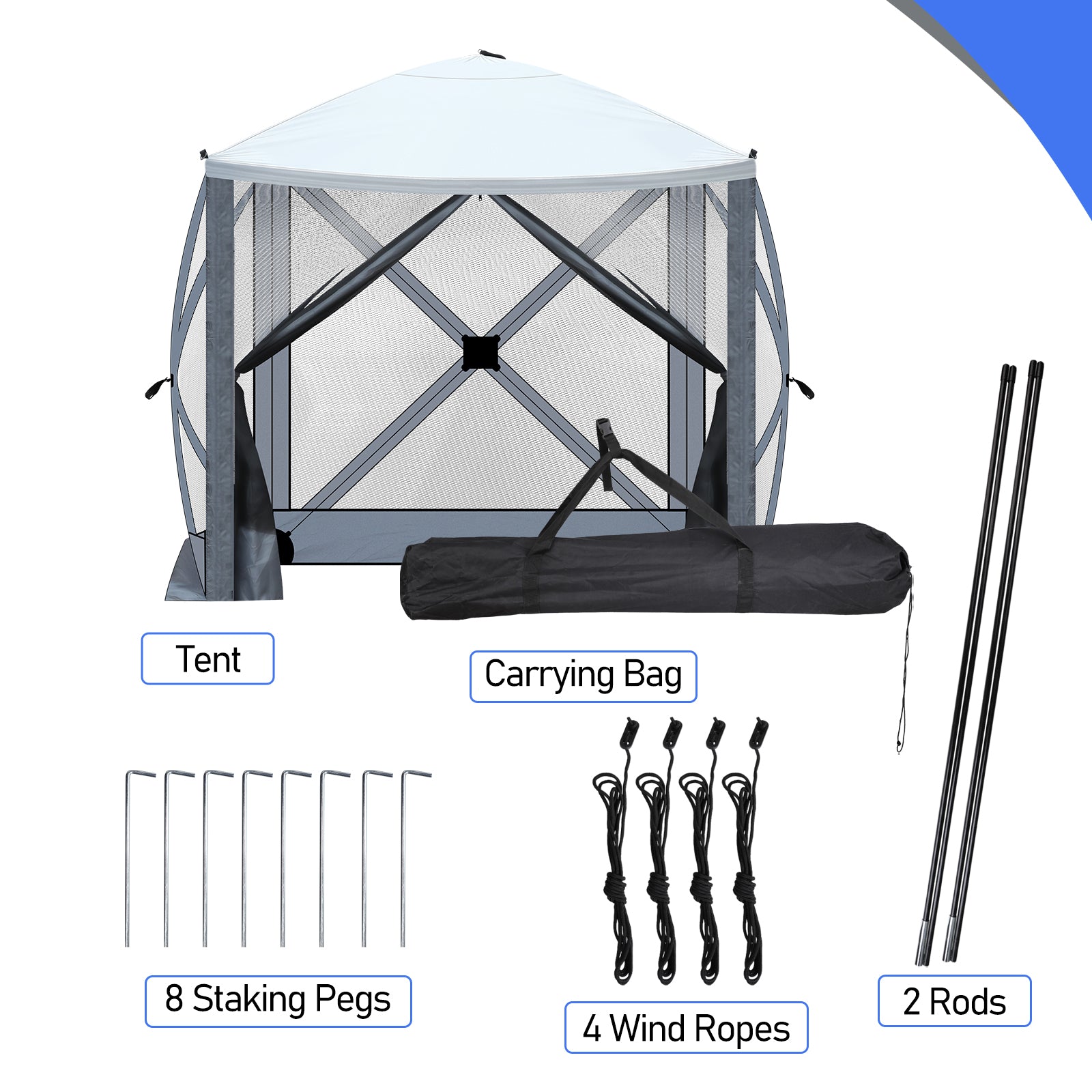 HAOYYE Outdoor Pop Up Camping Canopy Tent with Mesh Sidewalls Waterproof UV 50+ Oxford Fabric Portable Folding Shelter with Carrying Bag Fast Setup Hub Frame for Patio Beach Lawn and Outdoor Events