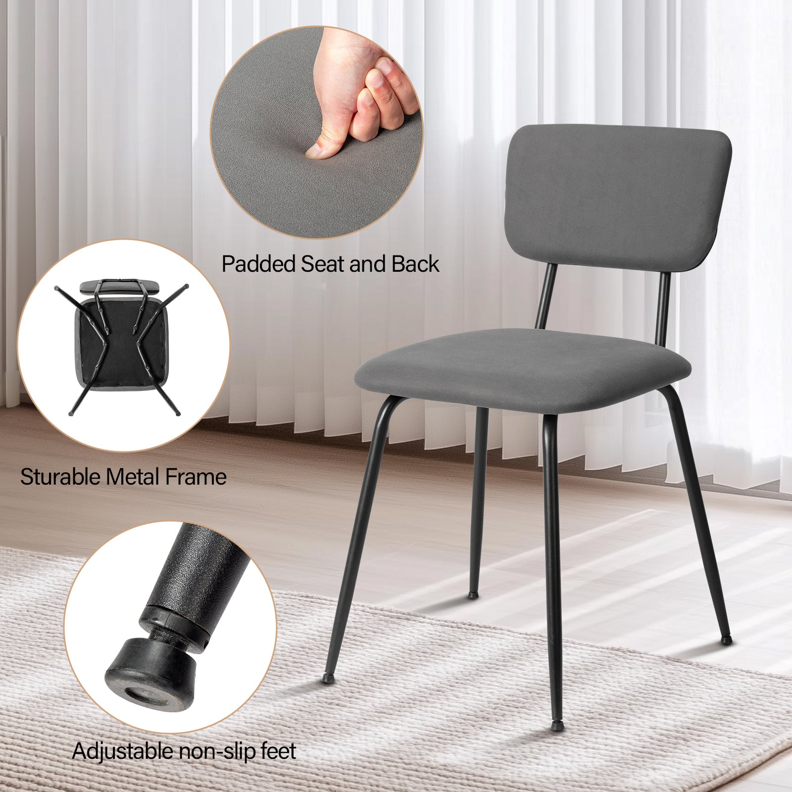 HAOYYE Modern Upholstered Dining Chair Set Of 4, Comfortable Padded Seat, Stylish Design For Kitchen, Bar, Office