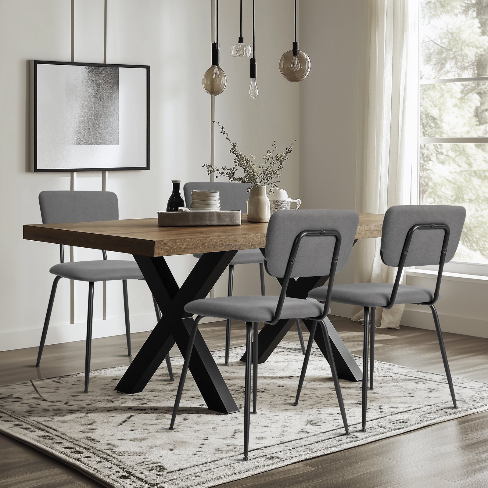 HAOYYE Modern Upholstered Dining Chair Set Of 4, Comfortable Padded Seat, Stylish Design For Kitchen, Bar, Office