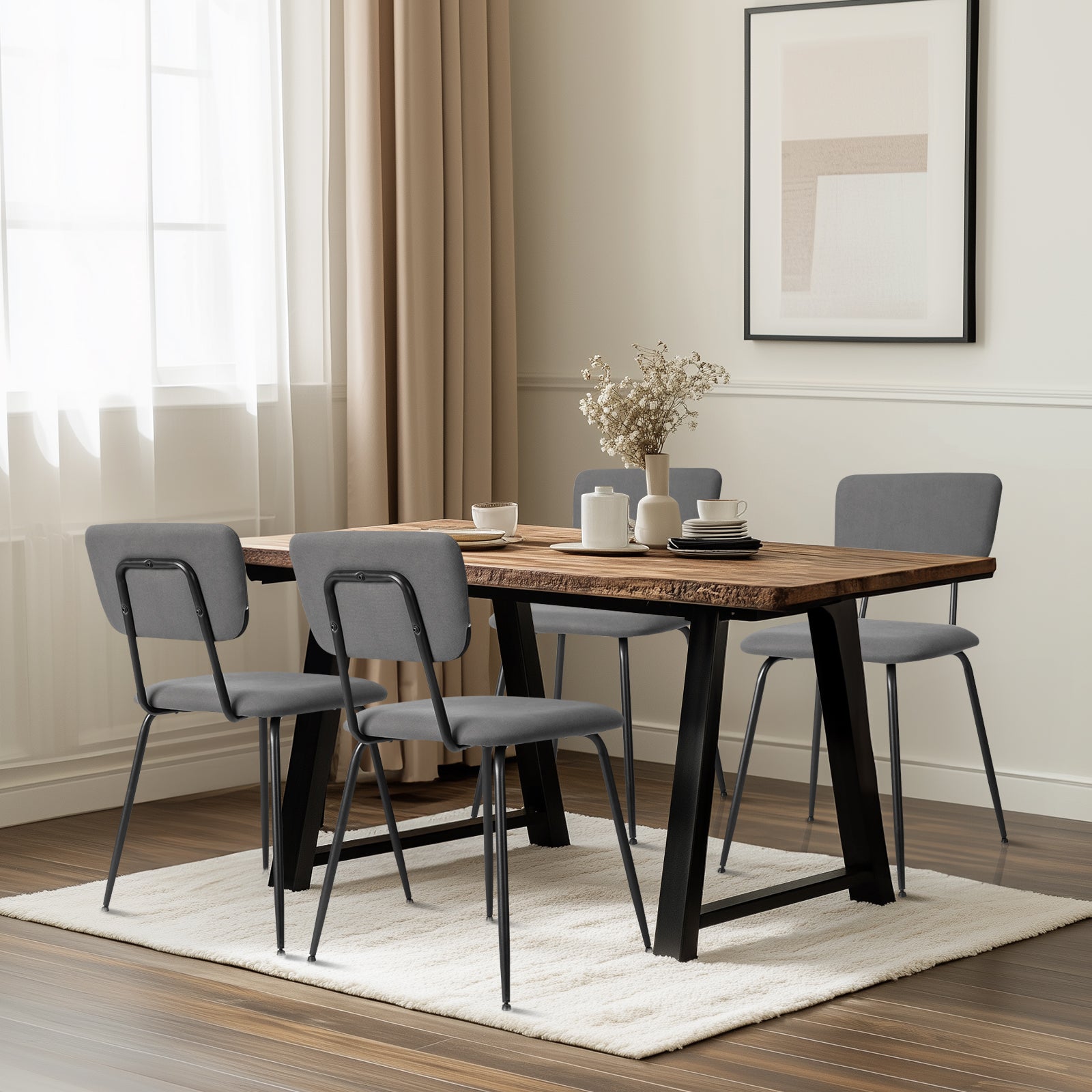 HAOYYE Modern Upholstered Dining Chair Set Of 4, Comfortable Padded Seat, Stylish Design For Kitchen, Bar, Office