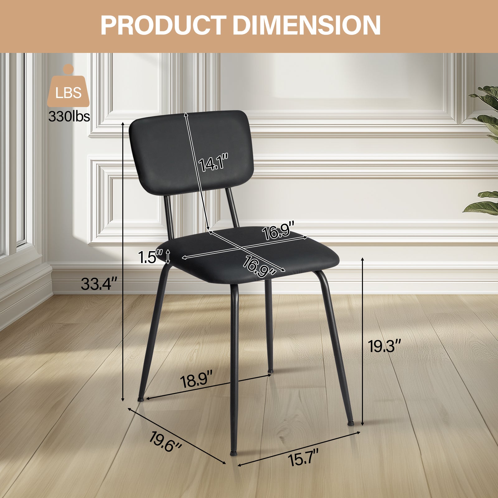 HAOYYE Modern Upholstered Dining Chair Set of 4, Comfortable Padded Seat, Stylish Design for Kitchen, Bar, Office, Black