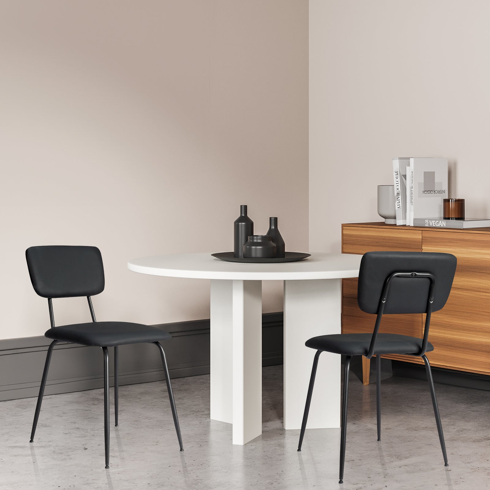 HAOYYE Modern Upholstered Dining Chair Set of 4, Comfortable Padded Seat, Stylish Design for Kitchen, Bar, Office, Black