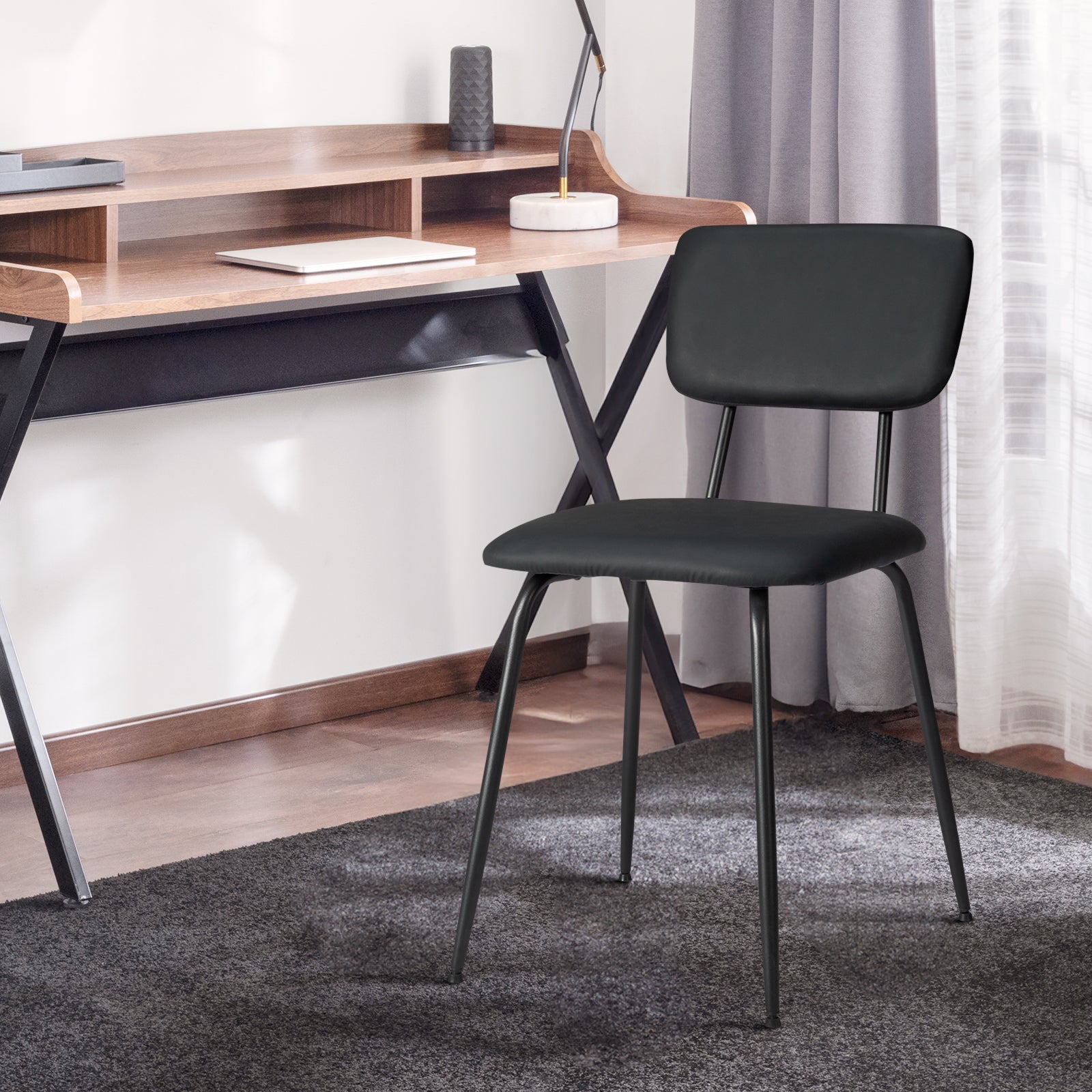 HAOYYE Modern Upholstered Dining Chair Set of 4, Comfortable Padded Seat, Stylish Design for Kitchen, Bar, Office, Black