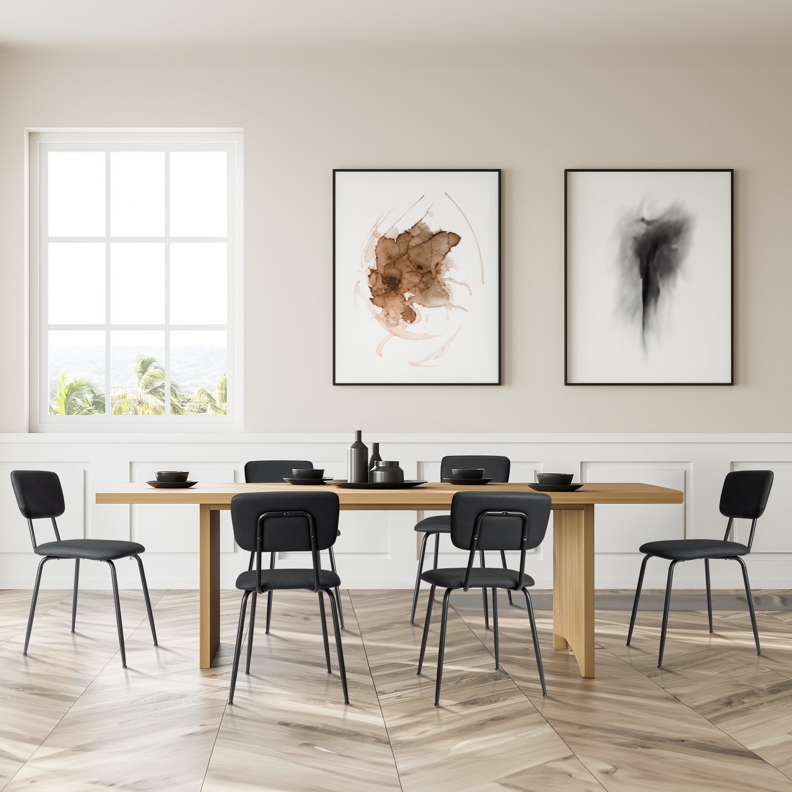 HAOYYE 6PCS Modern Padded Dining Chairs with Iron Frame, Adjustable Foot Pads, Comfortable Cushioned Seats