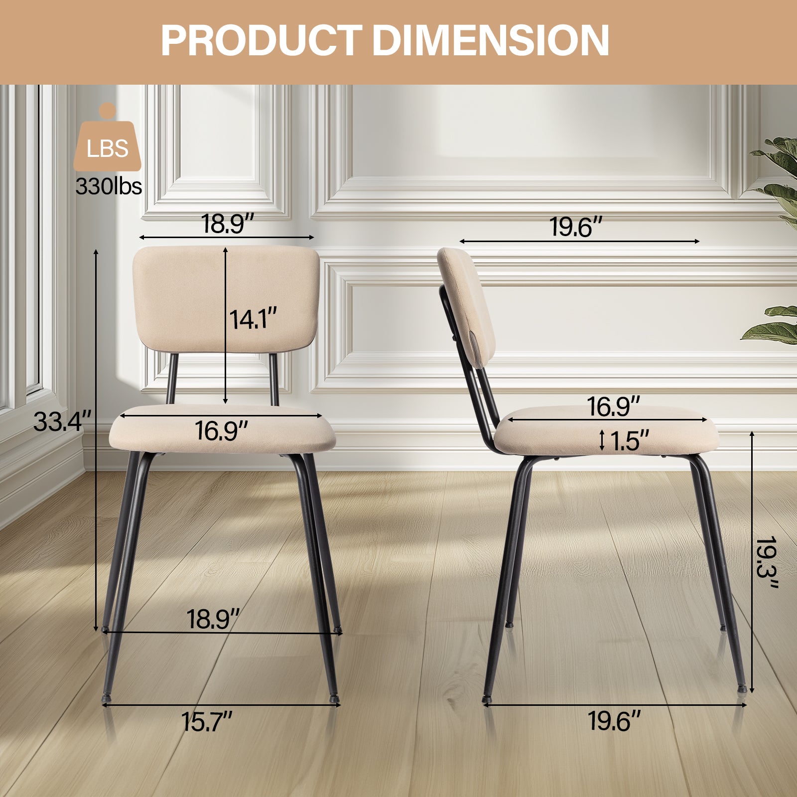 HAOYYE Modern Upholstered Dining Chair Set of 4, Comfortable Padded Seat, Stylish Design for Kitchen, Bar, Office, White