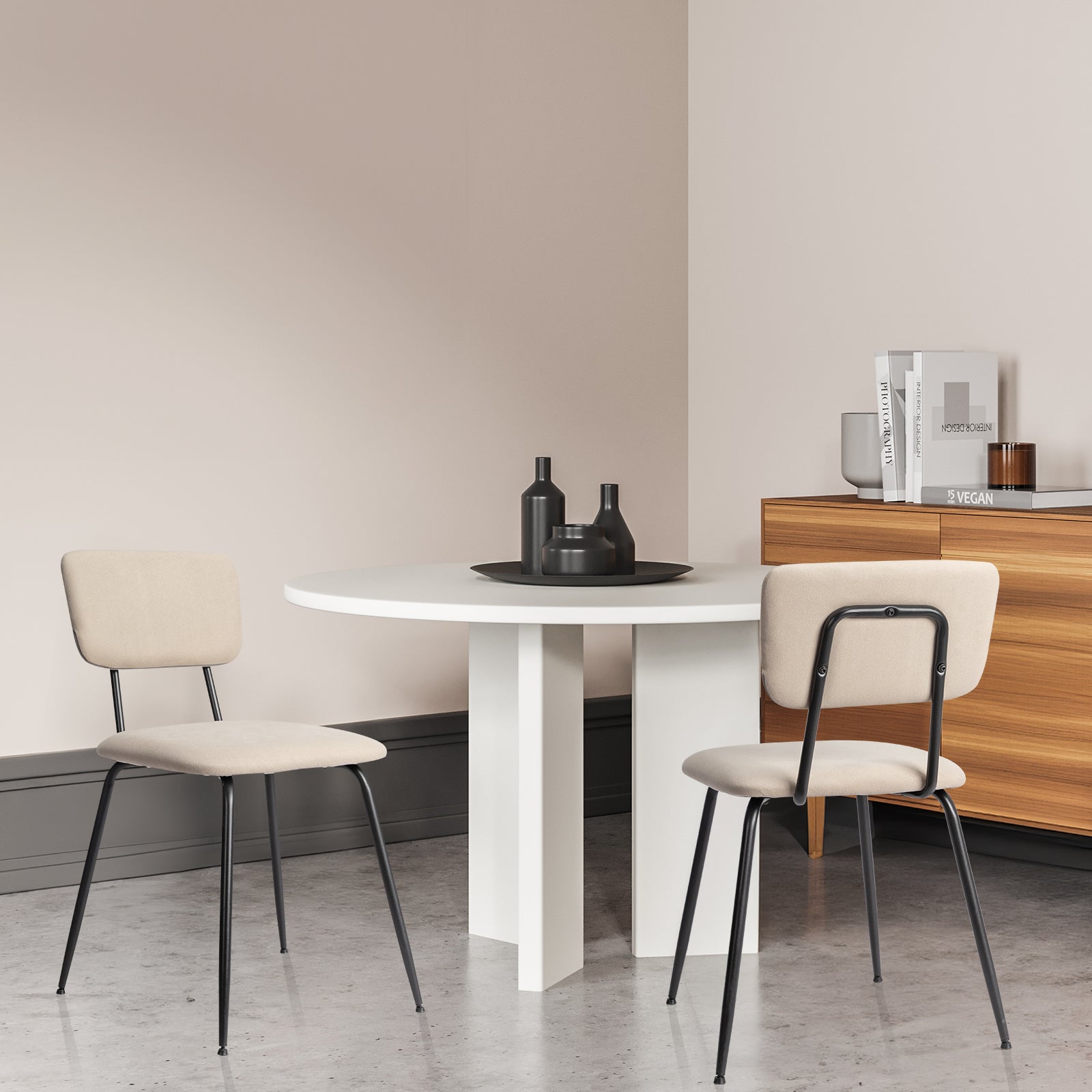 HAOYYE Modern Upholstered Dining Chair Set of 4, Comfortable Padded Seat, Stylish Design for Kitchen, Bar, Office, White