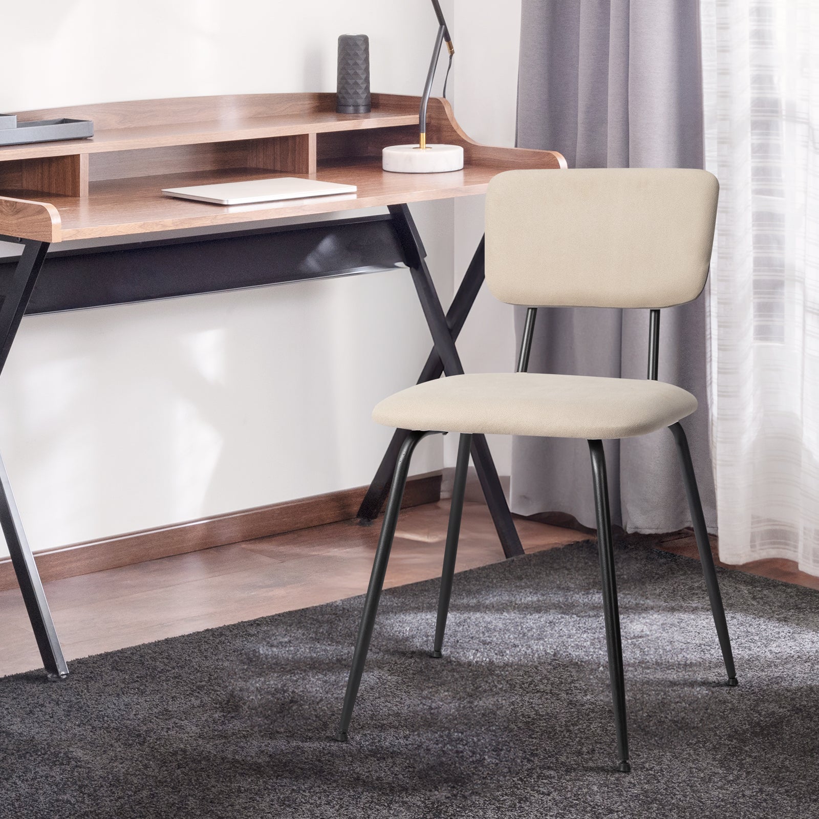 HAOYYE Modern Upholstered Dining Chair Set of 4, Comfortable Padded Seat, Stylish Design for Kitchen, Bar, Office, White