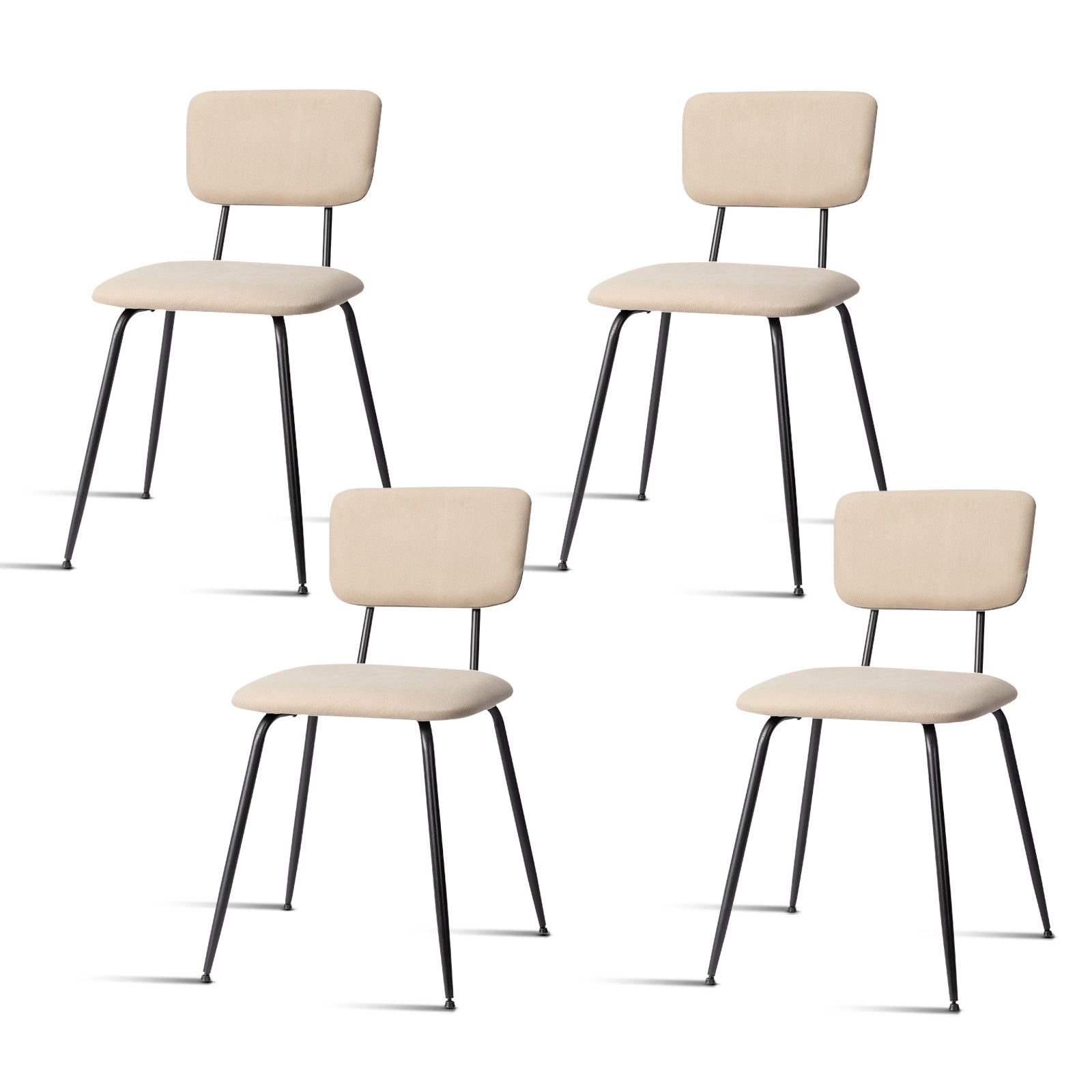 HAOYYE Modern Upholstered Dining Chair Set of 4, Comfortable Padded Seat, Stylish Design for Kitchen, Bar, Office, White