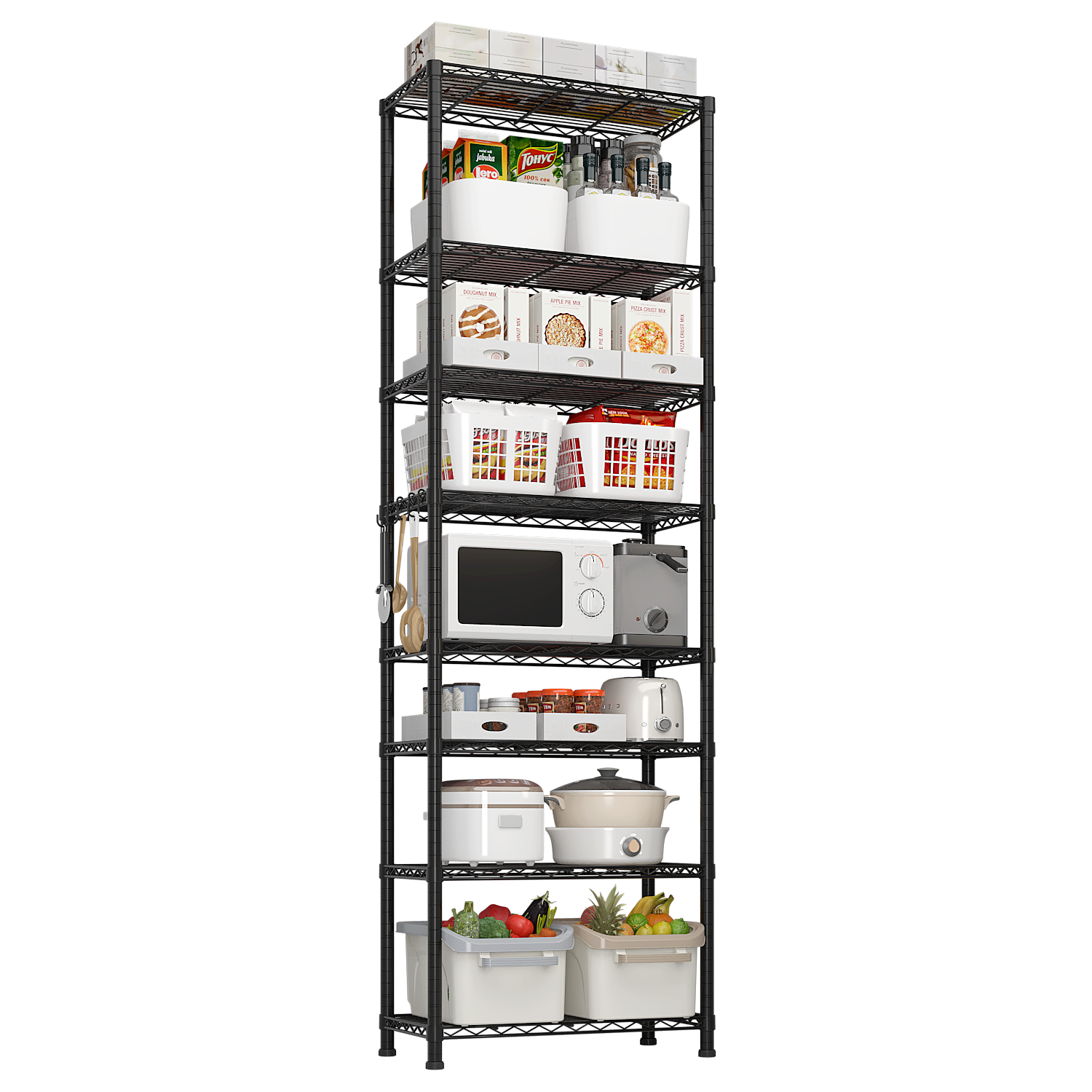 HAOYYE 8-Tier Heavy Duty Storage Shelving Unit With Wheels, Adjustable Wire Shelves For Garage, Pantry, And Commercial Storage, Sturdy 1600lbs Capacity, NSF Certified, Metal Storage Rack