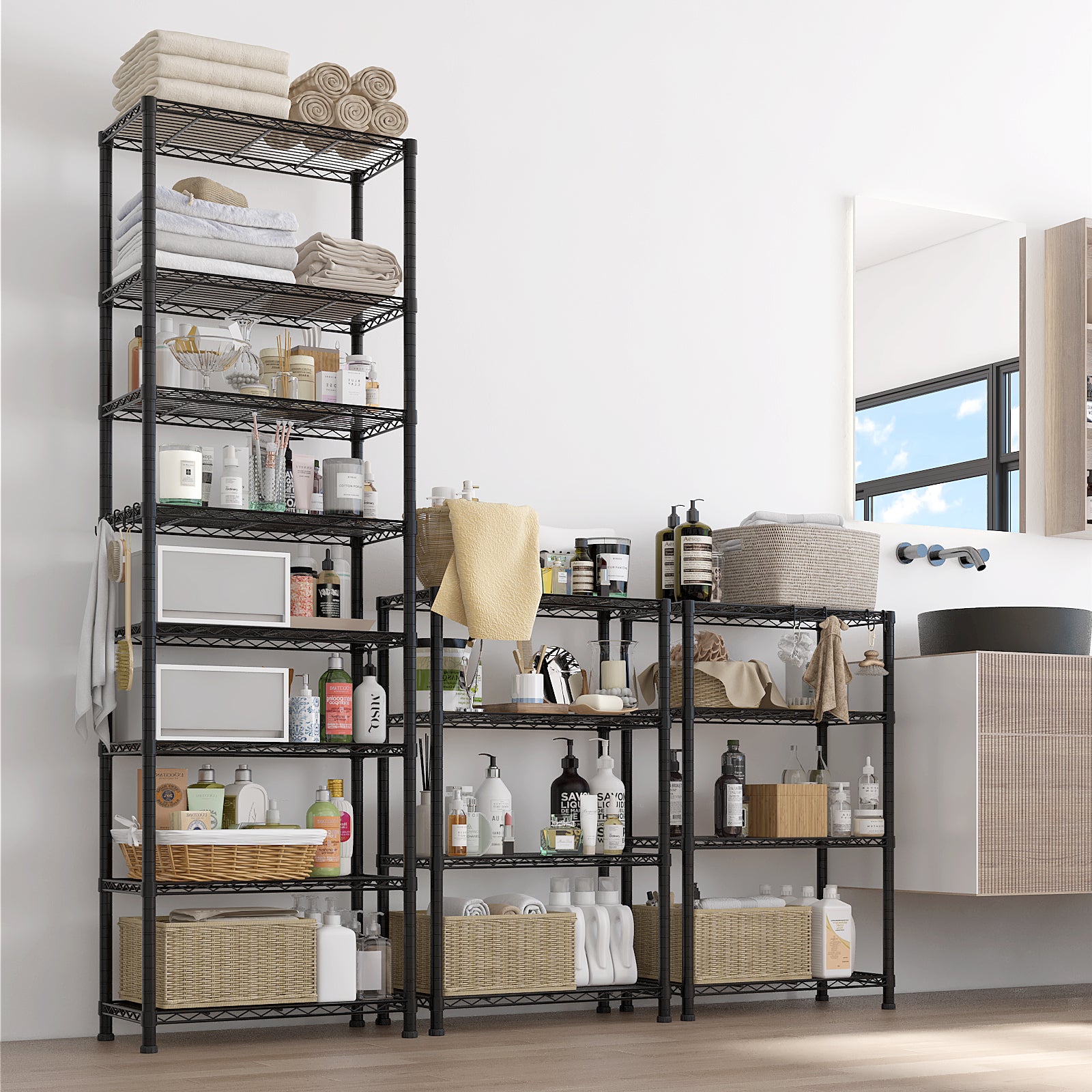 HAOYYE 8-Tier Heavy Duty Storage Shelving Unit With Wheels, Adjustable Wire Shelves For Garage, Pantry, And Commercial Storage, Sturdy 1600lbs Capacity, NSF Certified, Metal Storage Rack
