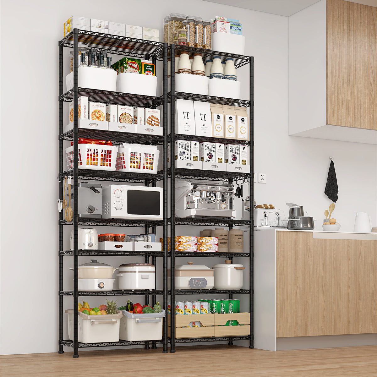HAOYYE 8-Tier Heavy Duty Storage Shelving Unit With Wheels, Adjustable Wire Shelves For Garage, Pantry, And Commercial Storage, Sturdy 1600lbs Capacity, NSF Certified, Metal Storage Rack