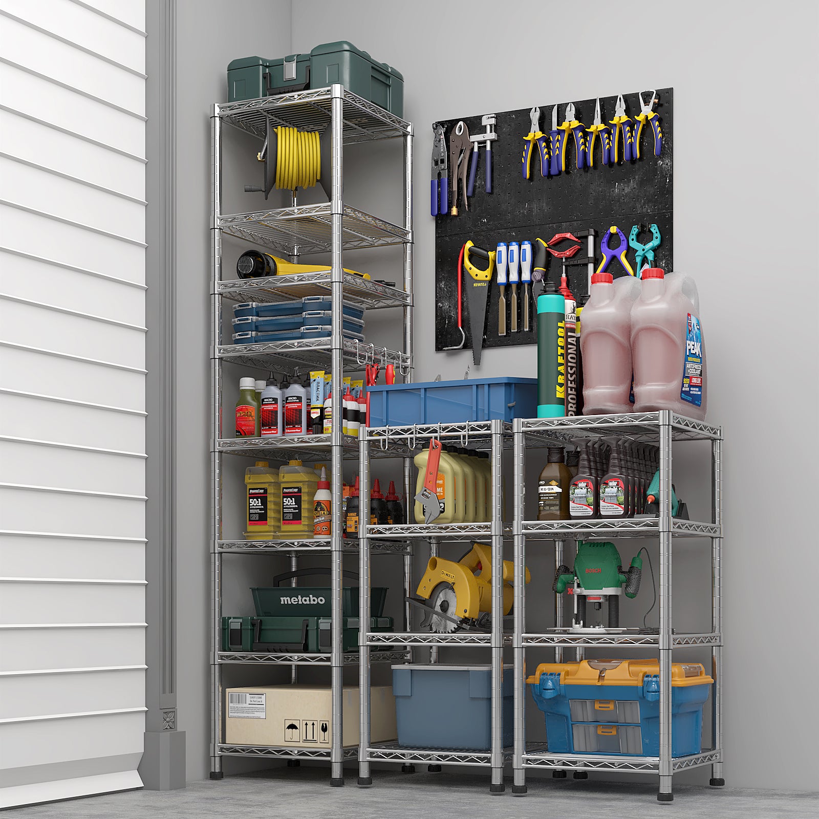 HAOYYE 8-Tier Heavy Duty Storage Shelves With Wheels, Adjustable Wire Shelving Unit For Garage And Pantry Storage, NSF Certified Commercial Metal Storage Rack With Sturdy 1344lbs Capacity