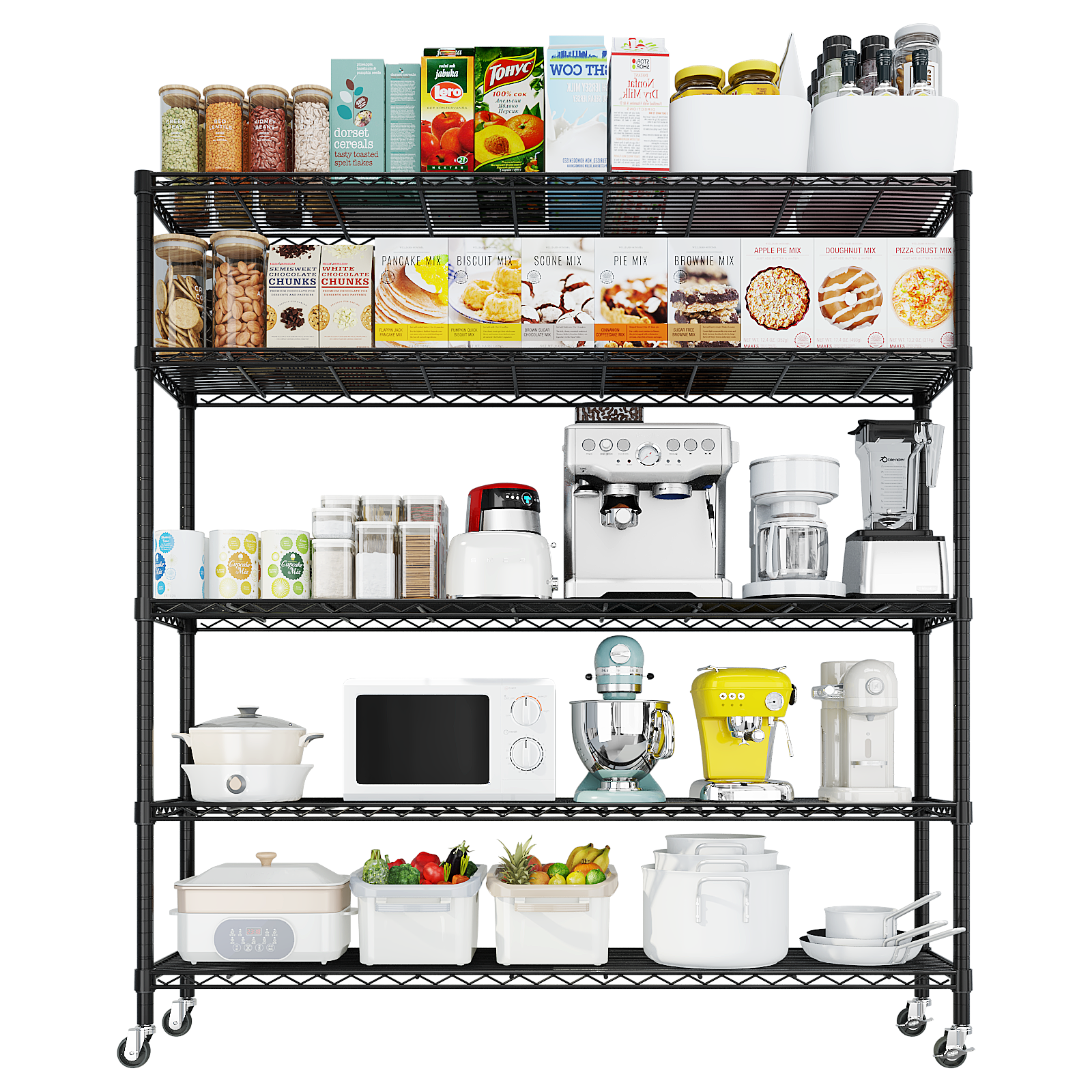 HAOYYE Heavy Duty Metal Shelving Unit With Wheels, Adjustable Storage Rack For Garage Or Pantry, NSF Certified Commercial Storage Shelf, High-Load Capacity, Sturdy Wire Shelving