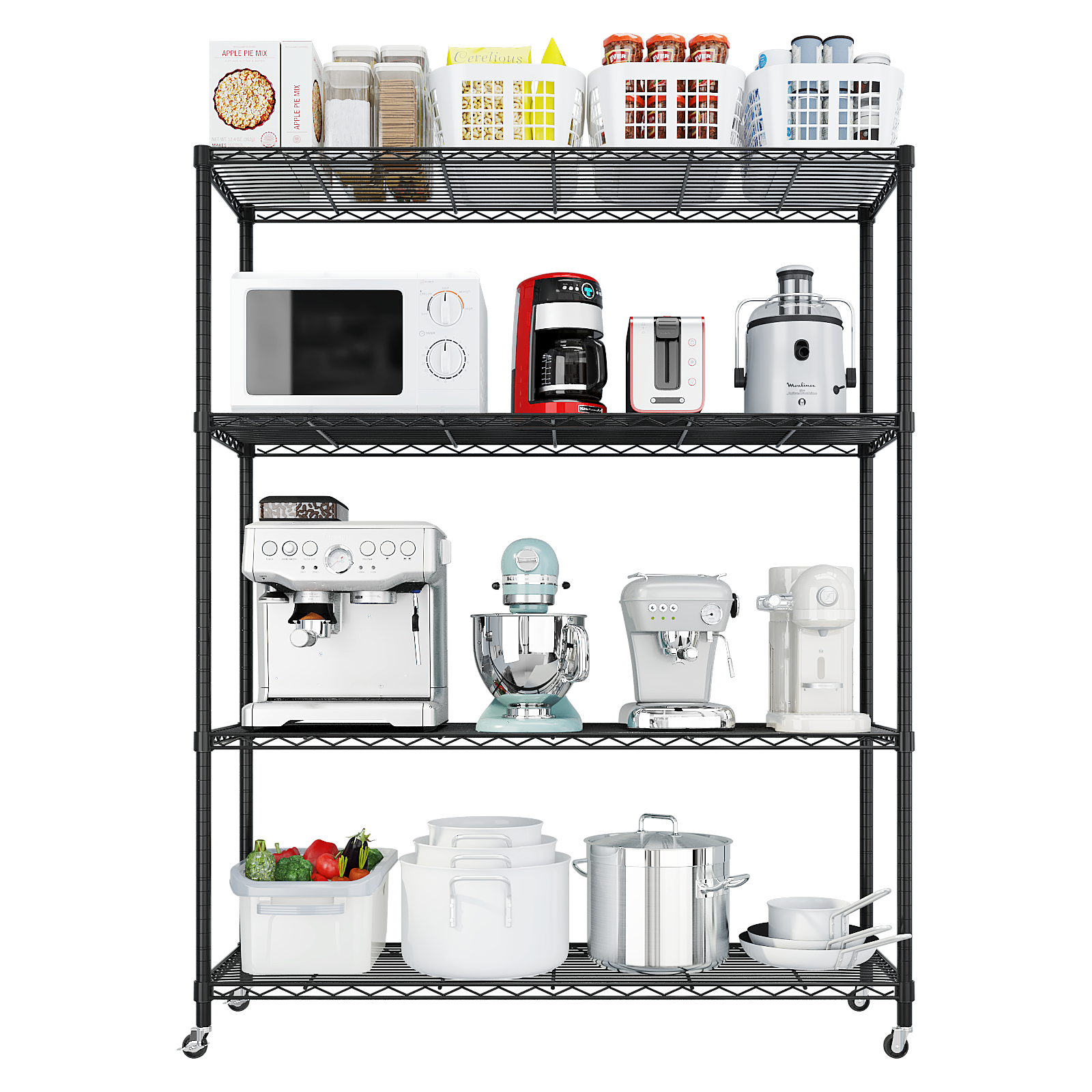 HAOYYE Heavy Duty Storage Shelves with Wheels: Commercial Grade Metal Wire Shelving Unit for Garage, Pantry and Commercial Storage. Features 800lbs Load Capacity, NSF Certification and Superior Durability for Organizing Tools