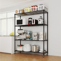 HAOYYE Heavy Duty Storage Shelves with Wheels: Commercial Grade Metal Wire Shelving Unit for Garage, Pantry and Commercial Storage. Features 800lbs Load Capacity, NSF Certification and Superior Durability for Organizing Tools