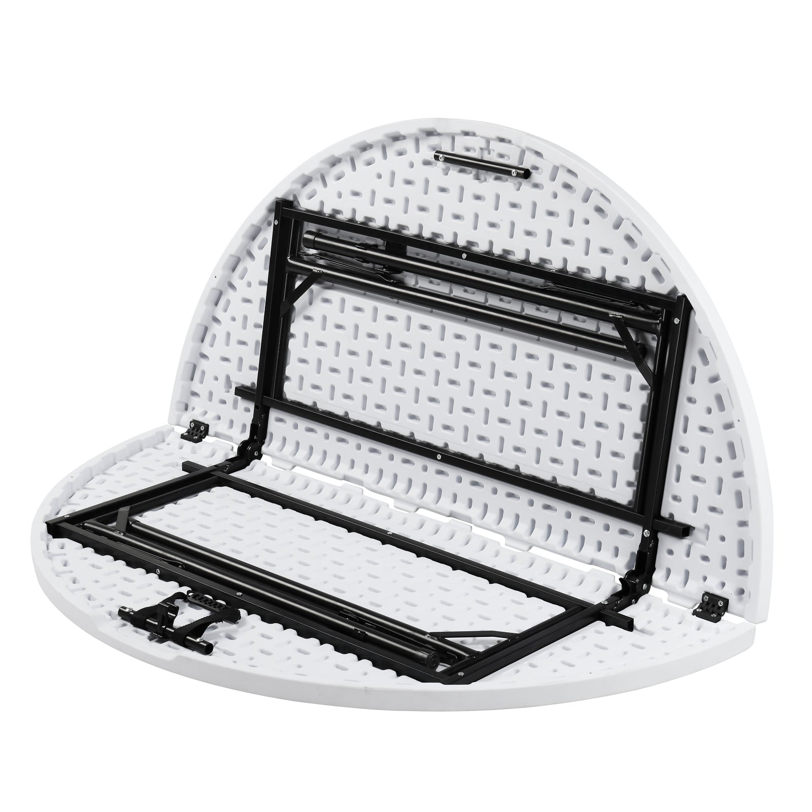 HAOYYE Round Folding Table, Outdoor Folding Utility Table in White, Durable and Lightweight, Ideal for Picnics, Parties, Events, and Outdoor Gatherings, Easy to Store and Transport