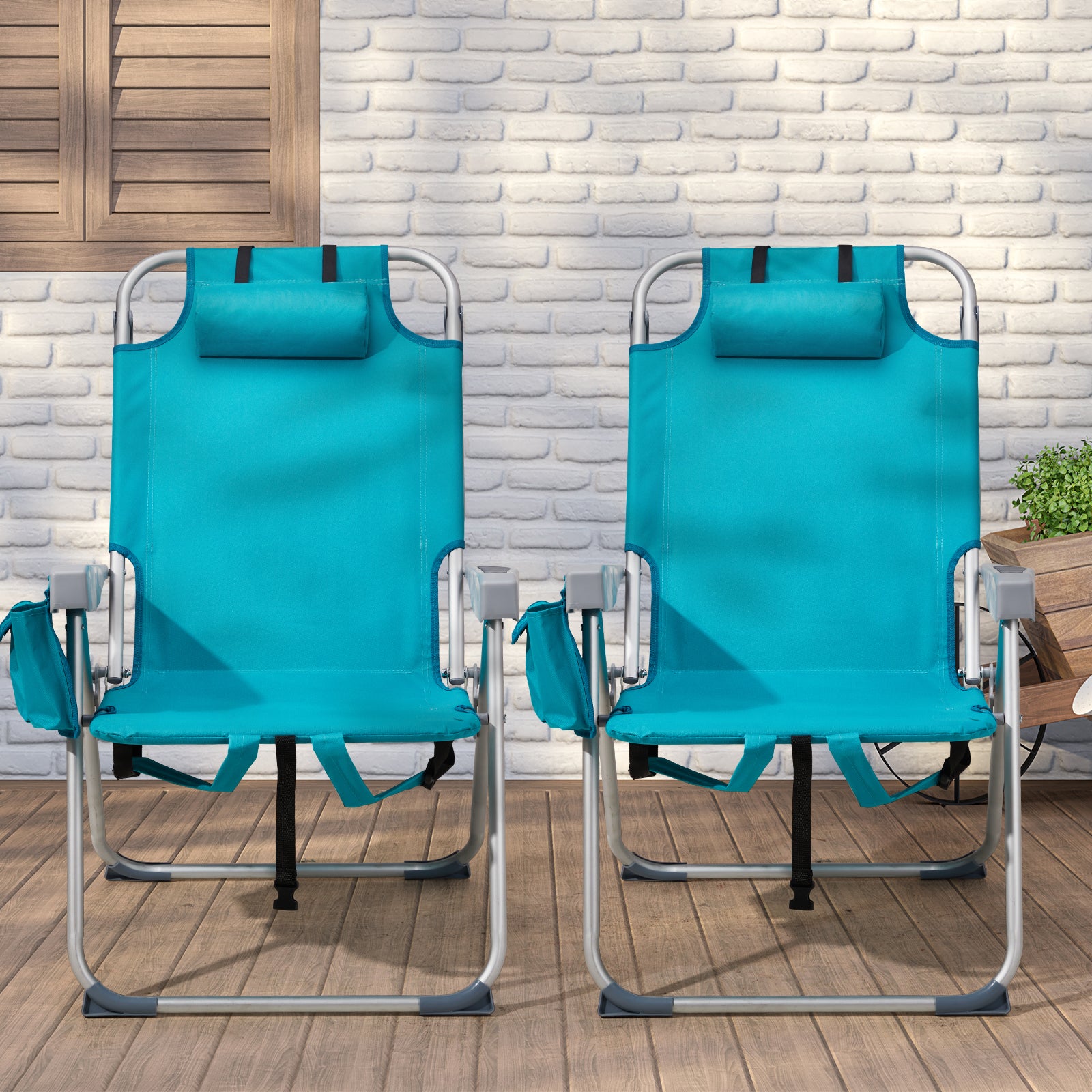 HAOYYE Heightened Oxford Cloth Beach Chair, Durable Aluminum Tube Frame, Supports Up To 100kg, Silver White And Mint Green, Lightweight And Comfortable For Outdoor Use