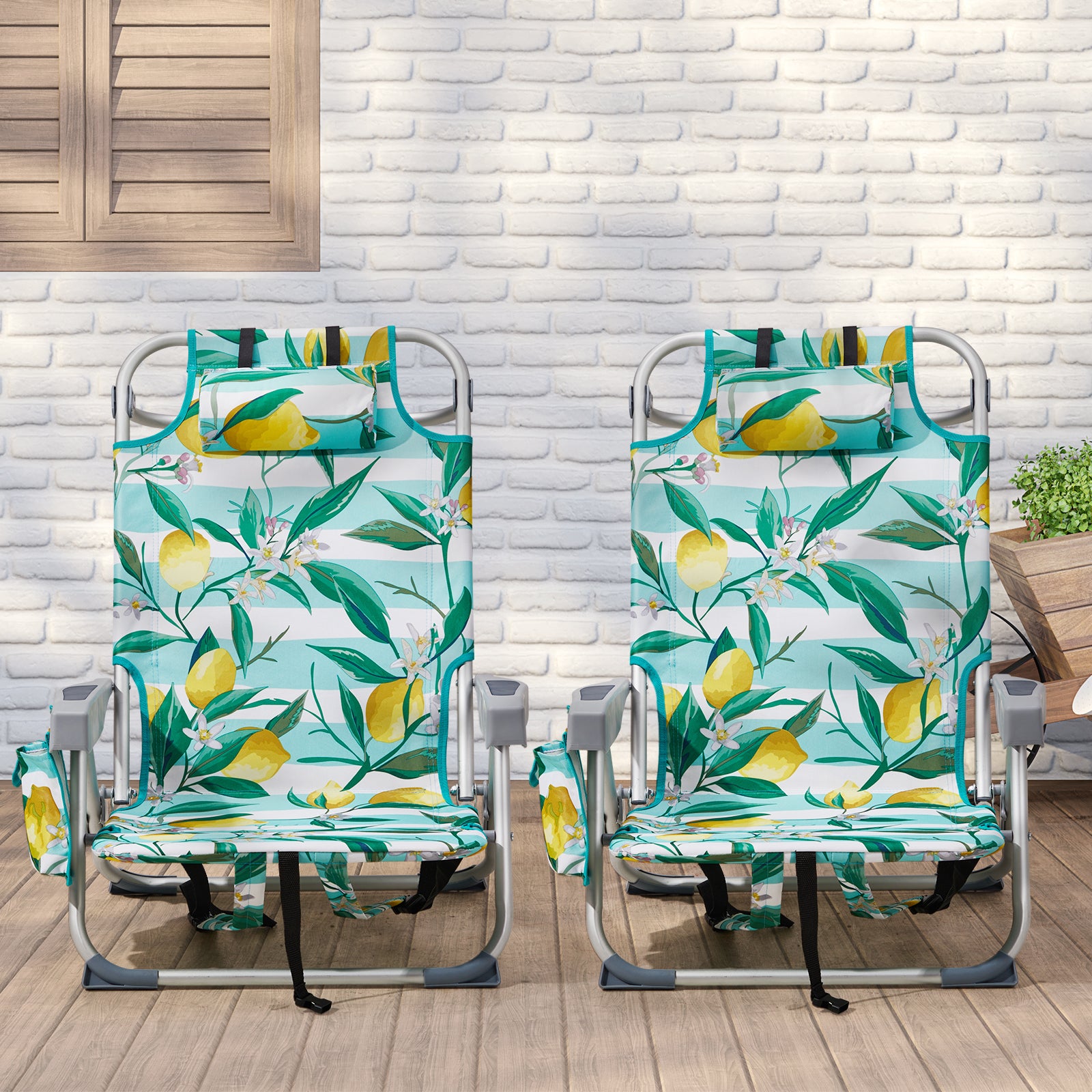 HAOYYE Compact Oxford Cloth Beach Chair, Durable Aluminum Tube Frame, Supports Up To 100kg, Silver White And Lemon, Lightweight And Comfortable For Outdoor Use
