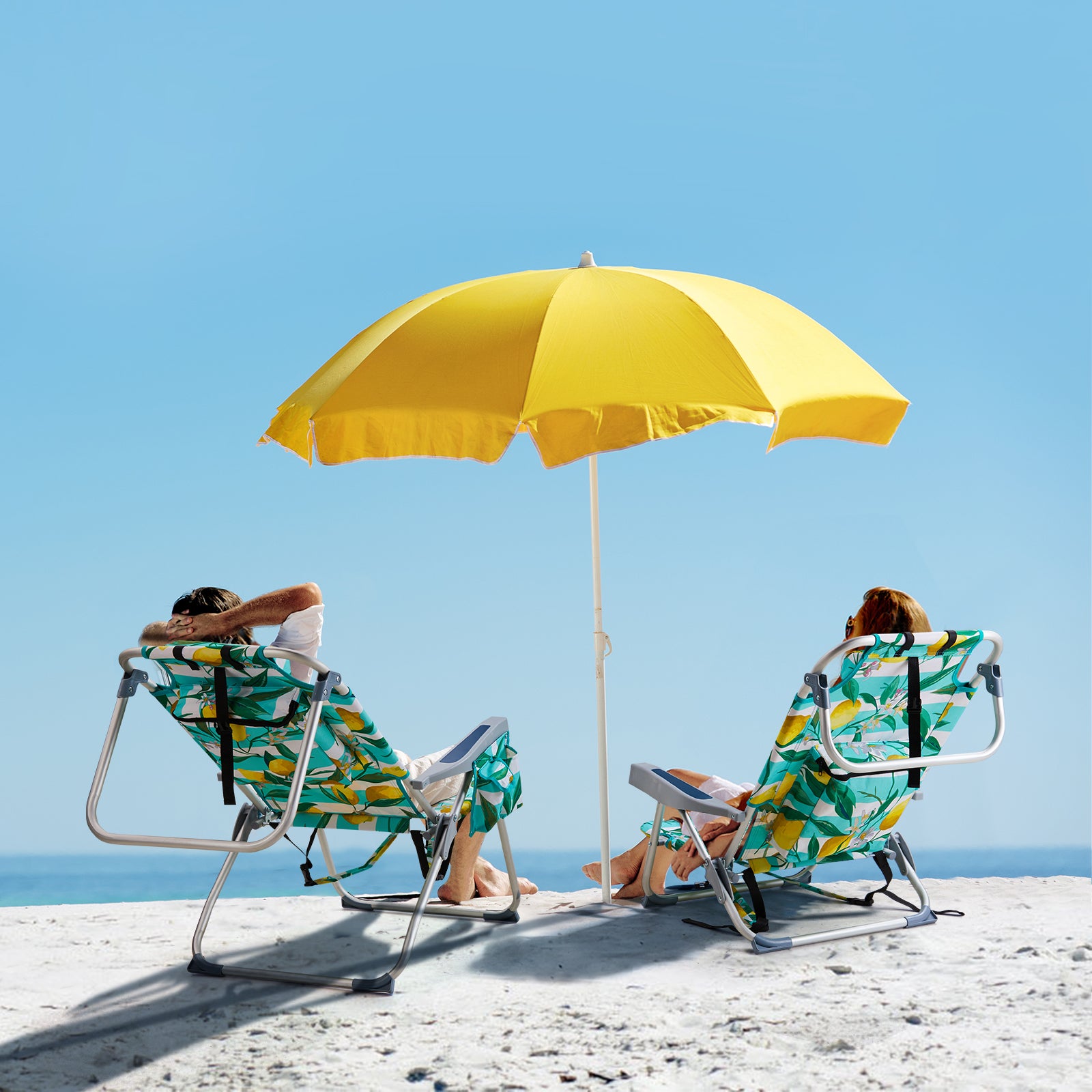 HAOYYE Compact Oxford Cloth Beach Chair, Durable Aluminum Tube Frame, Supports Up To 100kg, Silver White And Lemon, Lightweight And Comfortable For Outdoor Use