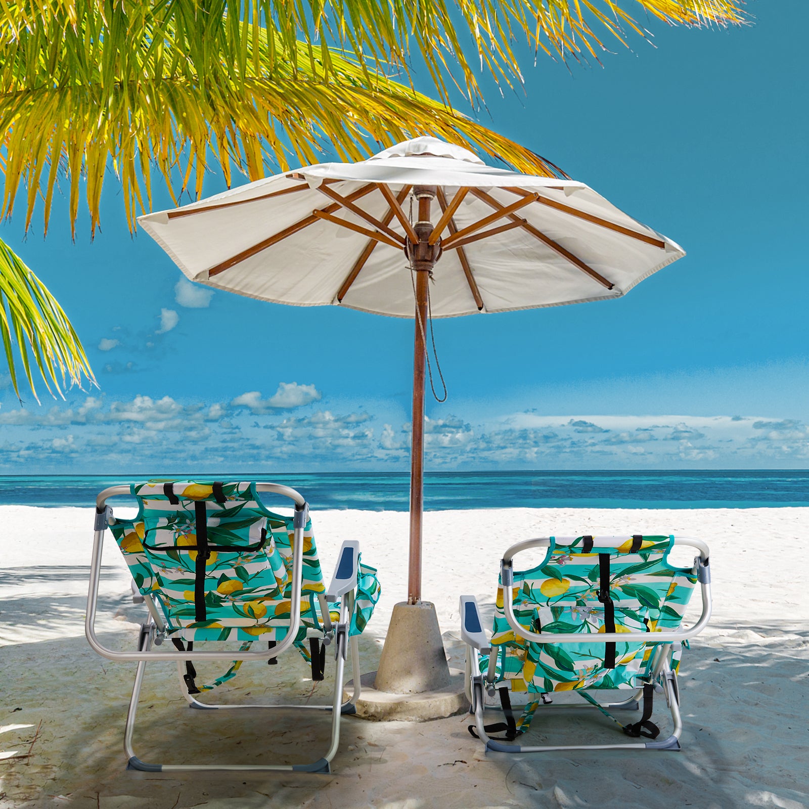 HAOYYE Compact Oxford Cloth Beach Chair, Durable Aluminum Tube Frame, Supports Up To 100kg, Silver White And Lemon, Lightweight And Comfortable For Outdoor Use