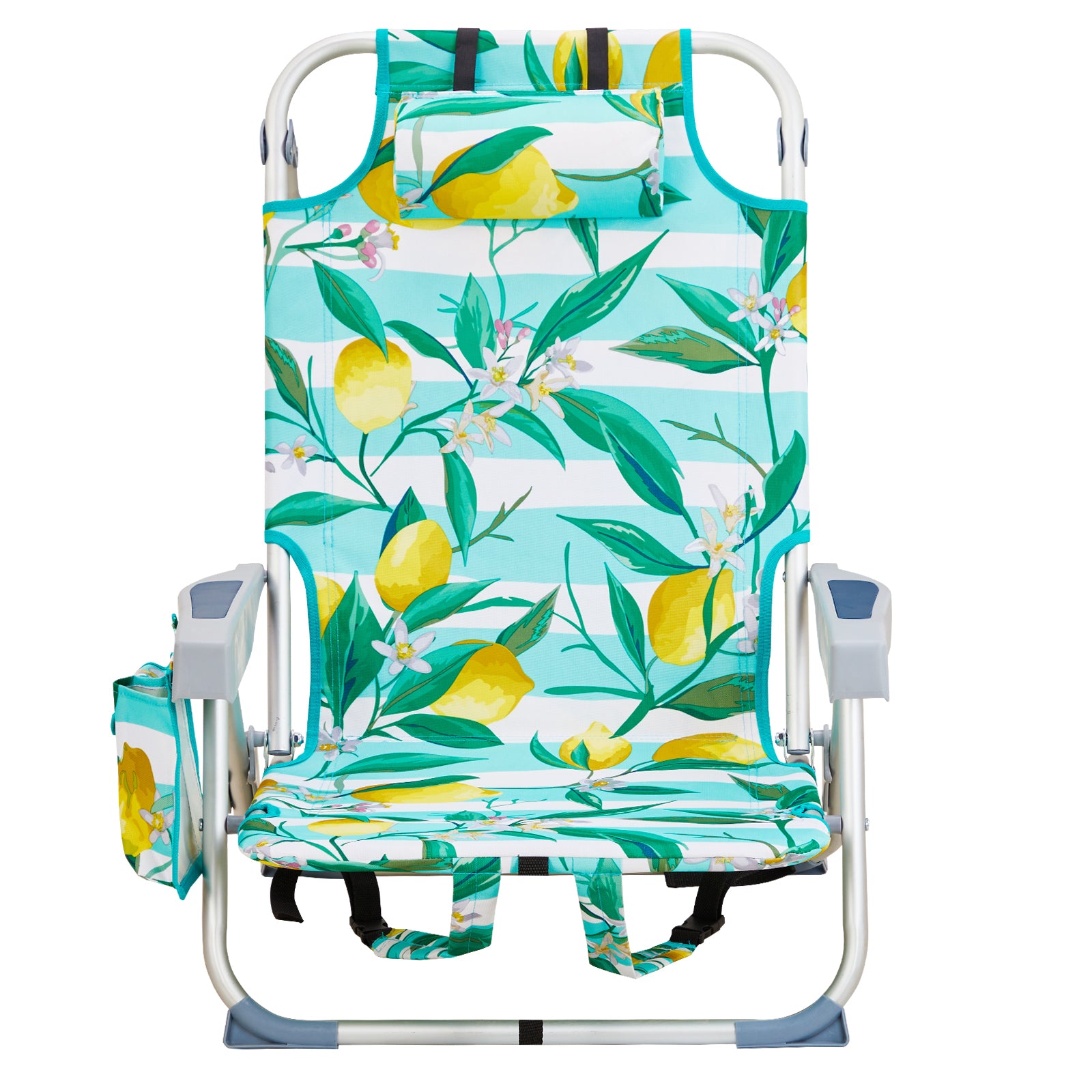 HAOYYE Compact Oxford Cloth Beach Chair, Durable Aluminum Tube Frame, Supports Up To 100kg, Silver White And Lemon, Lightweight And Comfortable For Outdoor Use