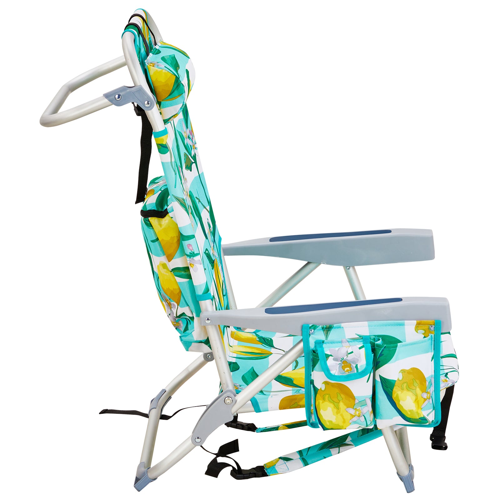 HAOYYE Compact Oxford Cloth Beach Chair, Durable Aluminum Tube Frame, Supports Up To 100kg, Silver White And Lemon, Lightweight And Comfortable For Outdoor Use