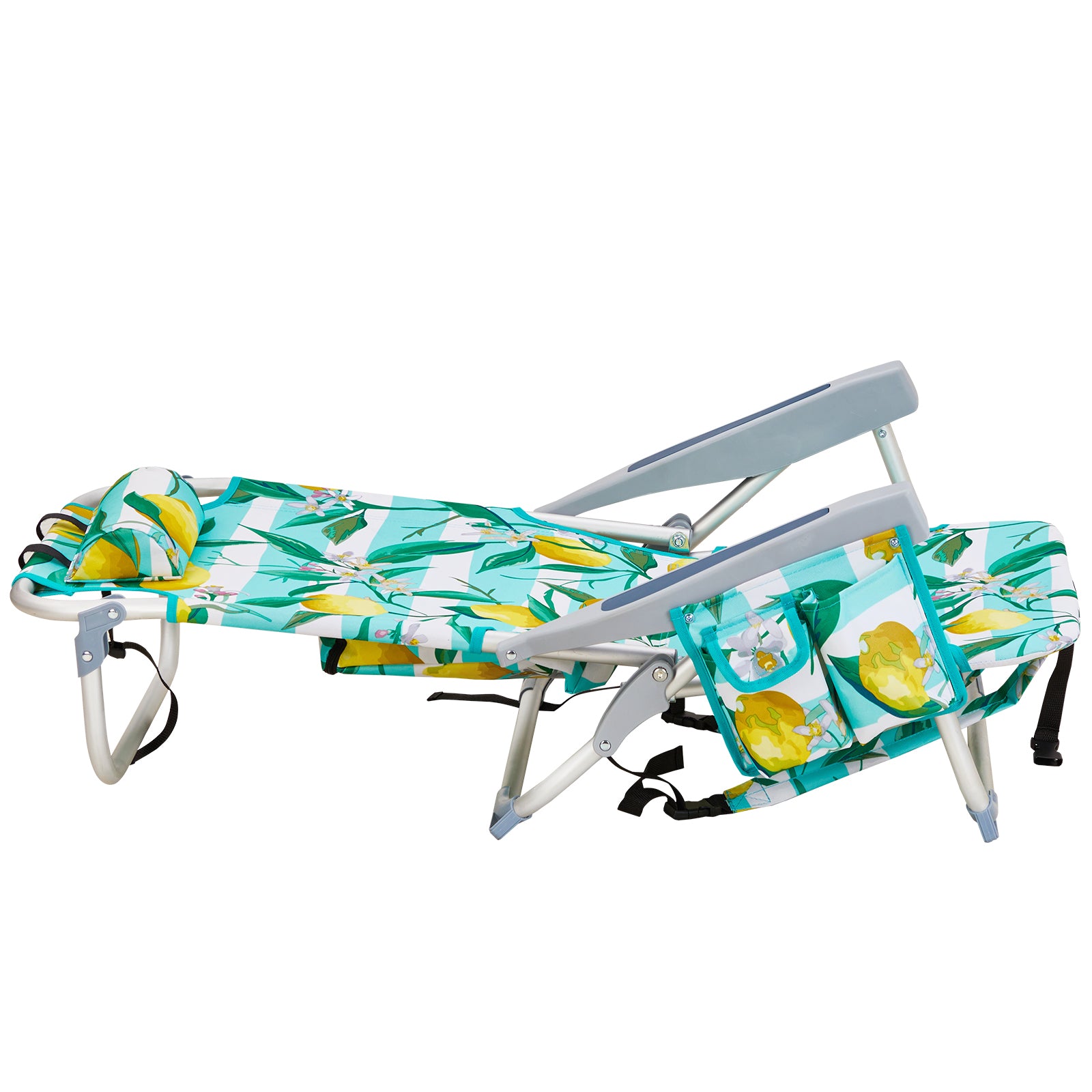 HAOYYE Compact Oxford Cloth Beach Chair, Durable Aluminum Tube Frame, Supports Up To 100kg, Silver White And Lemon, Lightweight And Comfortable For Outdoor Use