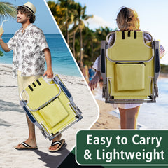 HAOYYE Compact Oxford Cloth Beach Chair, Durable Aluminum Tube Frame, Supports Up To 100kg, Silver White And Yellow, Lightweight And Comfortable For Outdoor Use